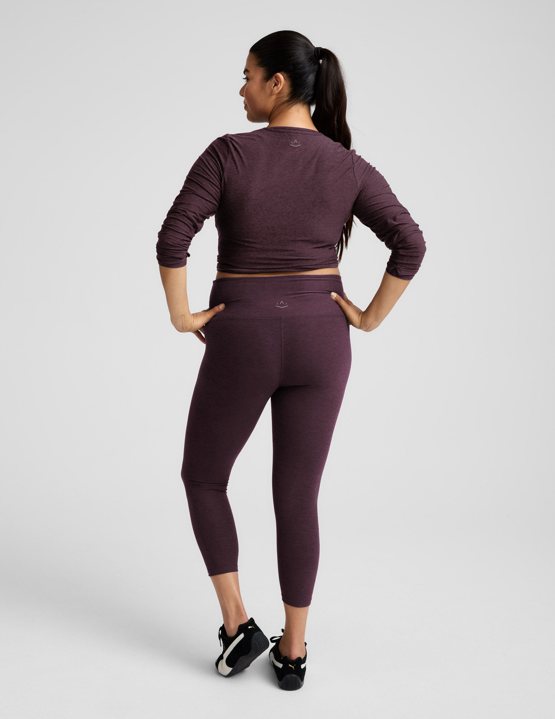Spacedye™ Caught In The Midi High Waisted Legging - Eggplant Purple Heather
