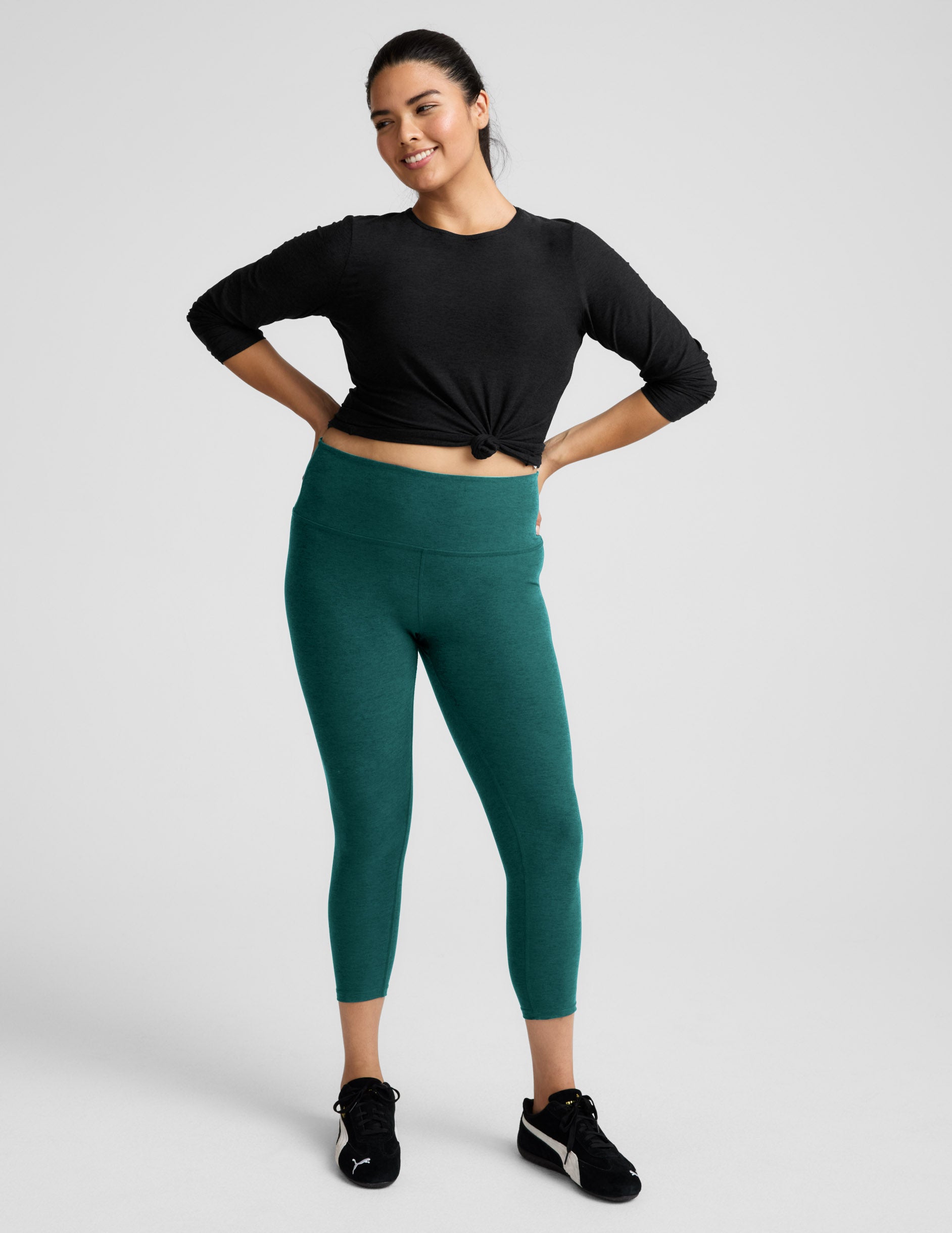 Spacedye™ Caught In The Midi High Waisted Legging - Teal Sea Heather
