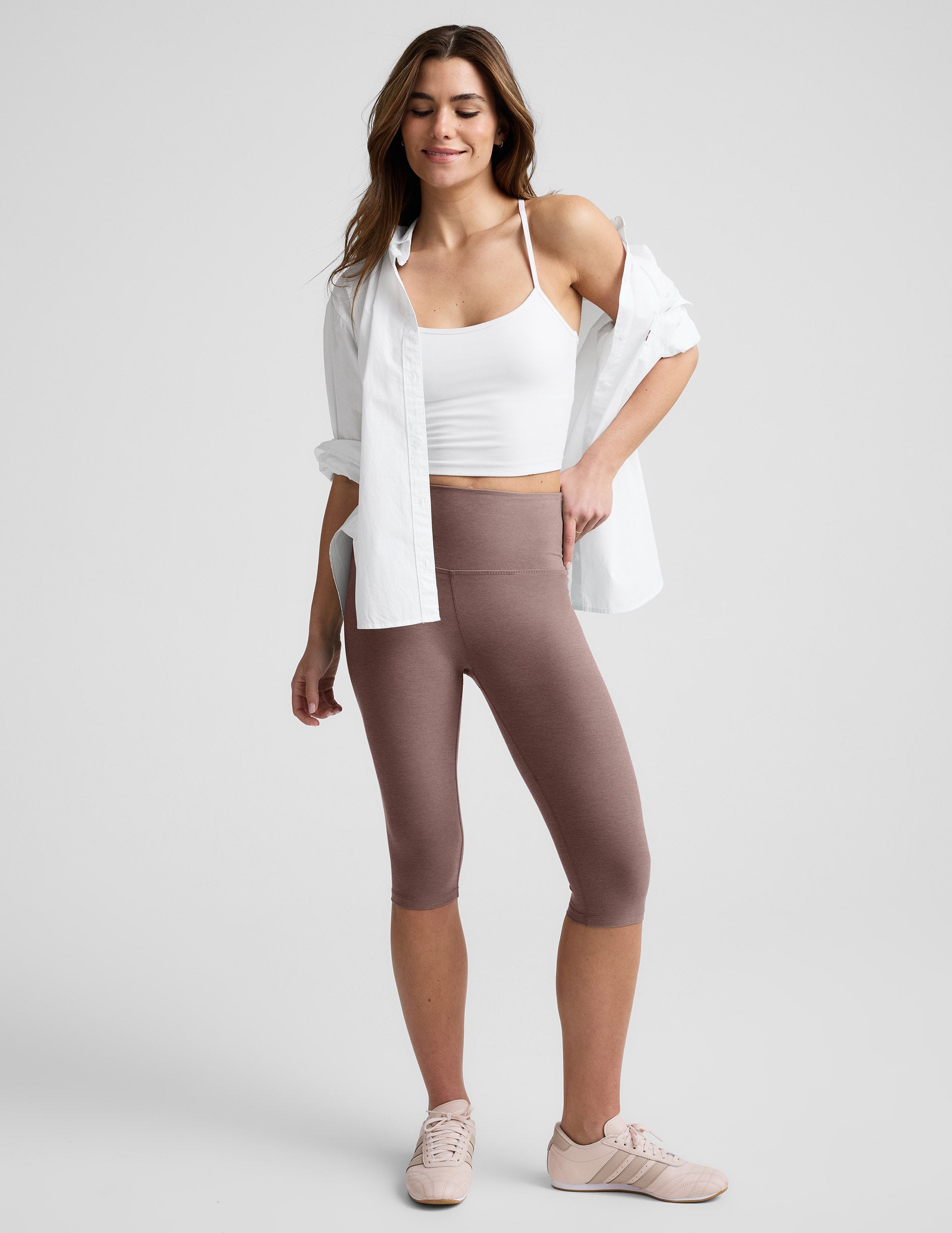 Spacedye™ Pedal Pusher High Waisted Legging - Rosey Taupe Heather