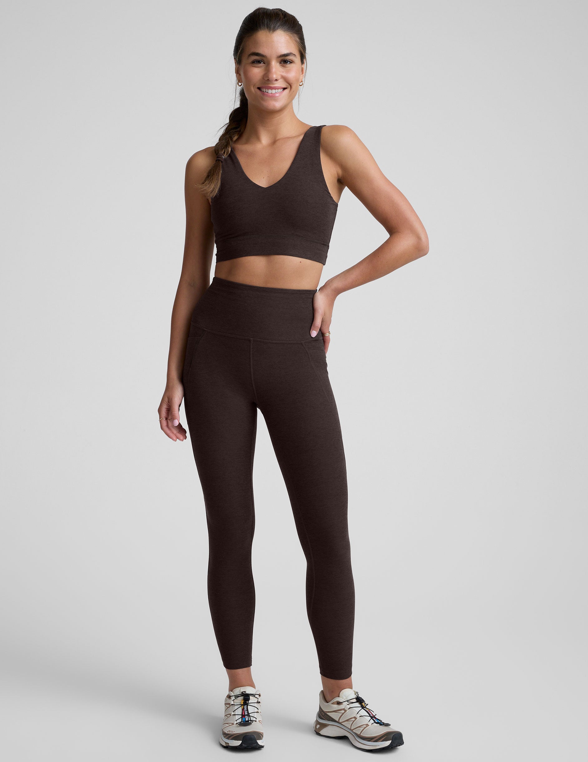 Spacedye™ Out Of Pocket High Waisted Midi Legging - Dark Chocolate Heather