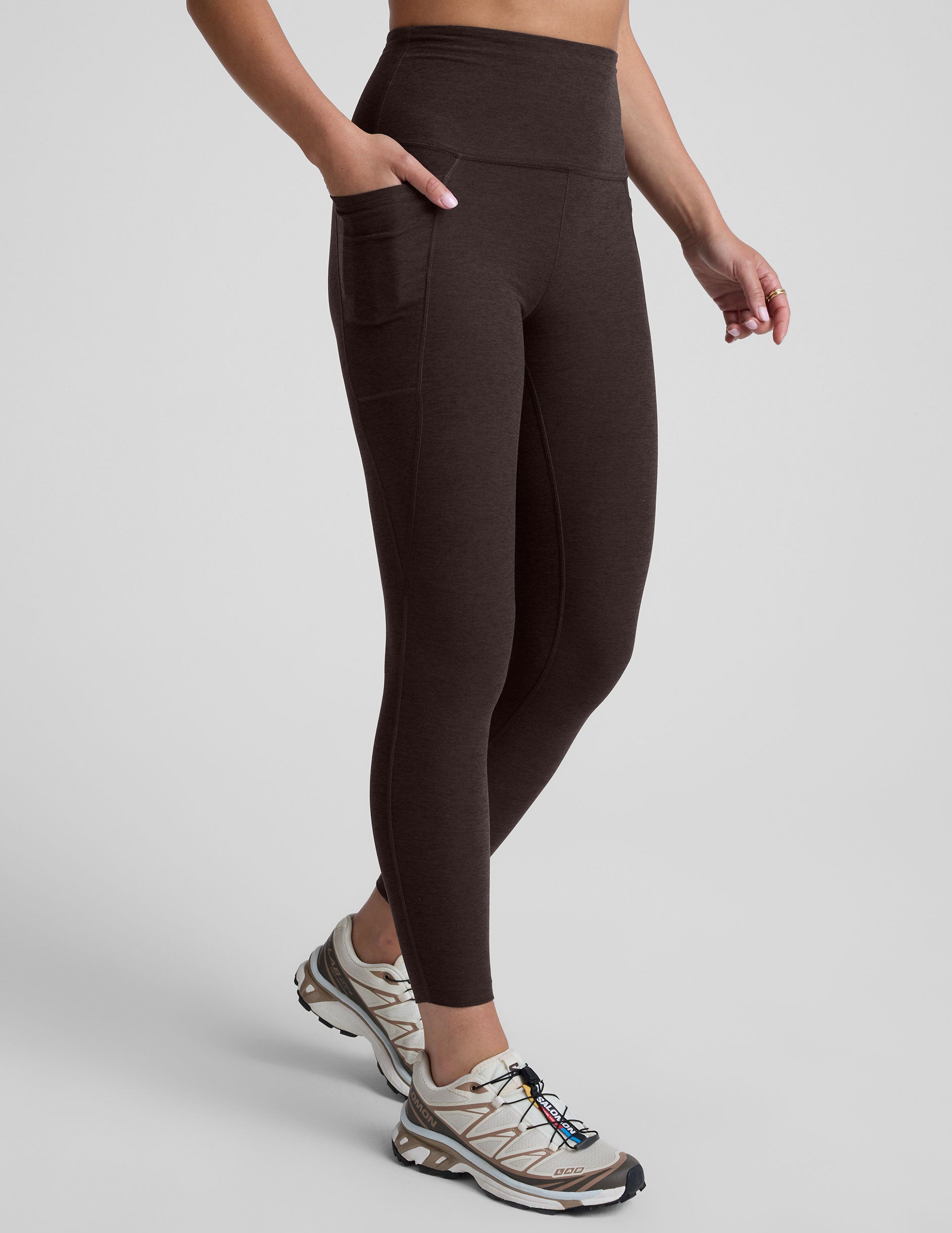 Spacedye™ Out Of Pocket High Waisted Midi Legging - Dark Chocolate Heather