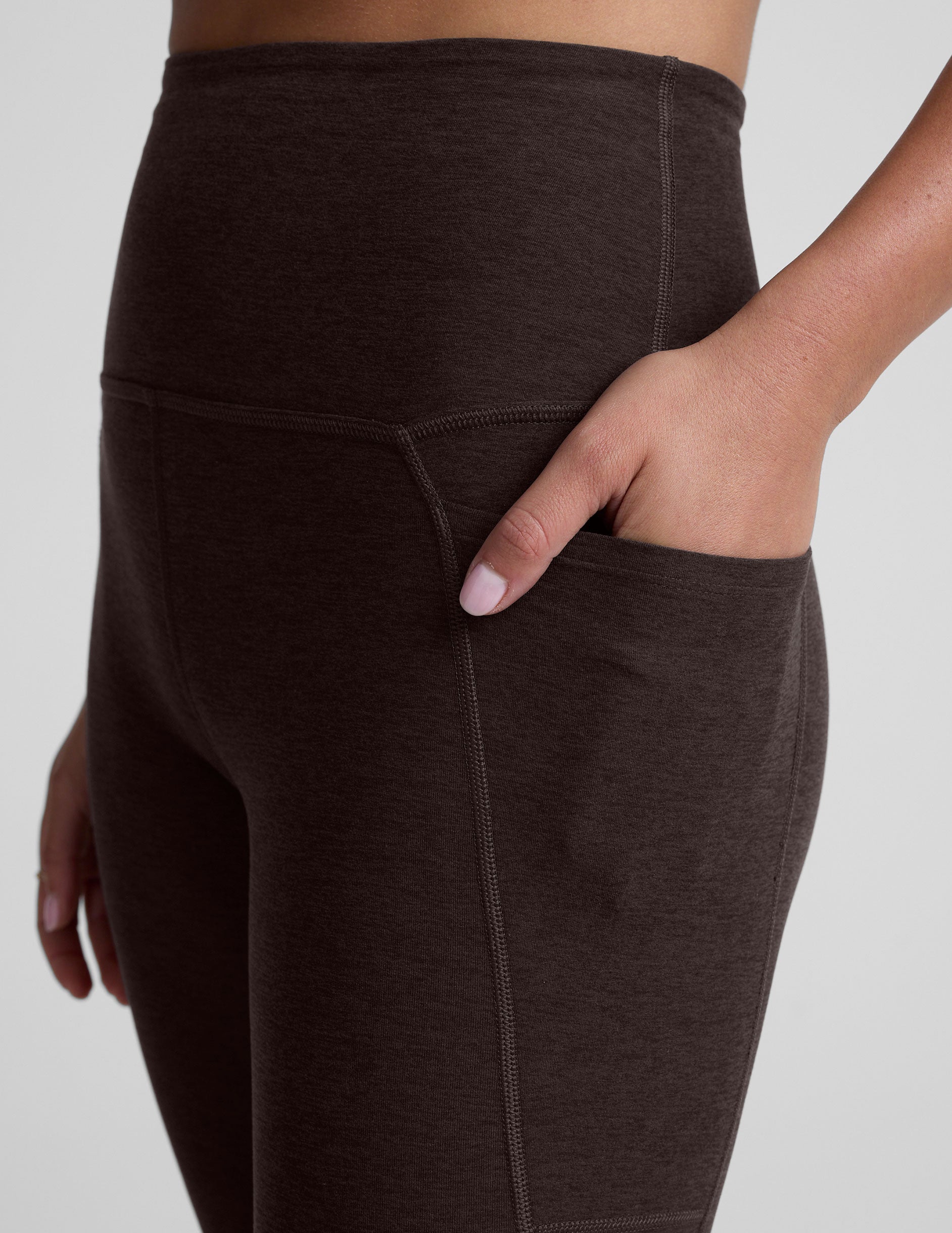 Spacedye™ Out Of Pocket High Waisted Midi Legging - Dark Chocolate Heather