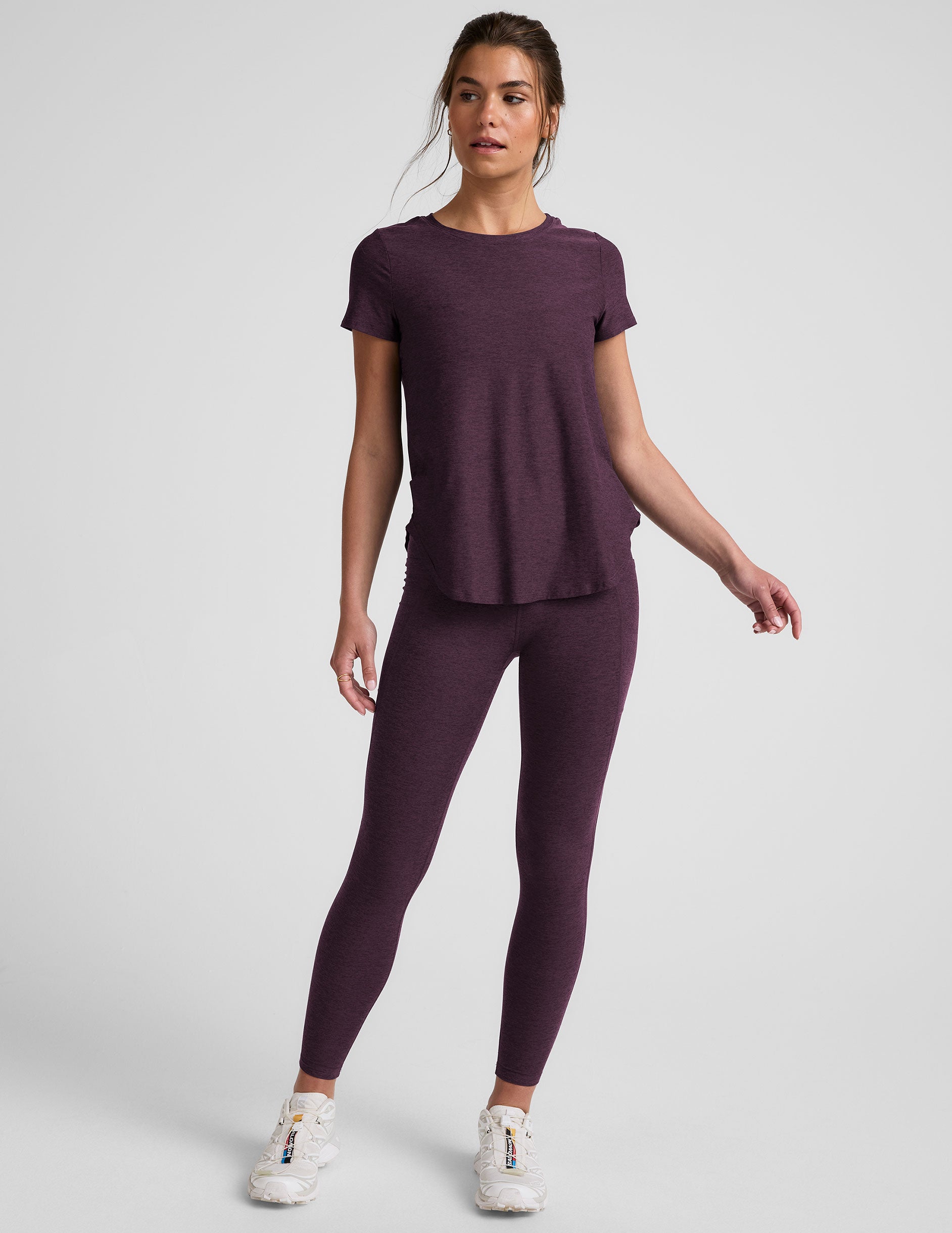 Spacedye™ Out Of Pocket High Waisted Midi Legging - Eggplant Purple Heather