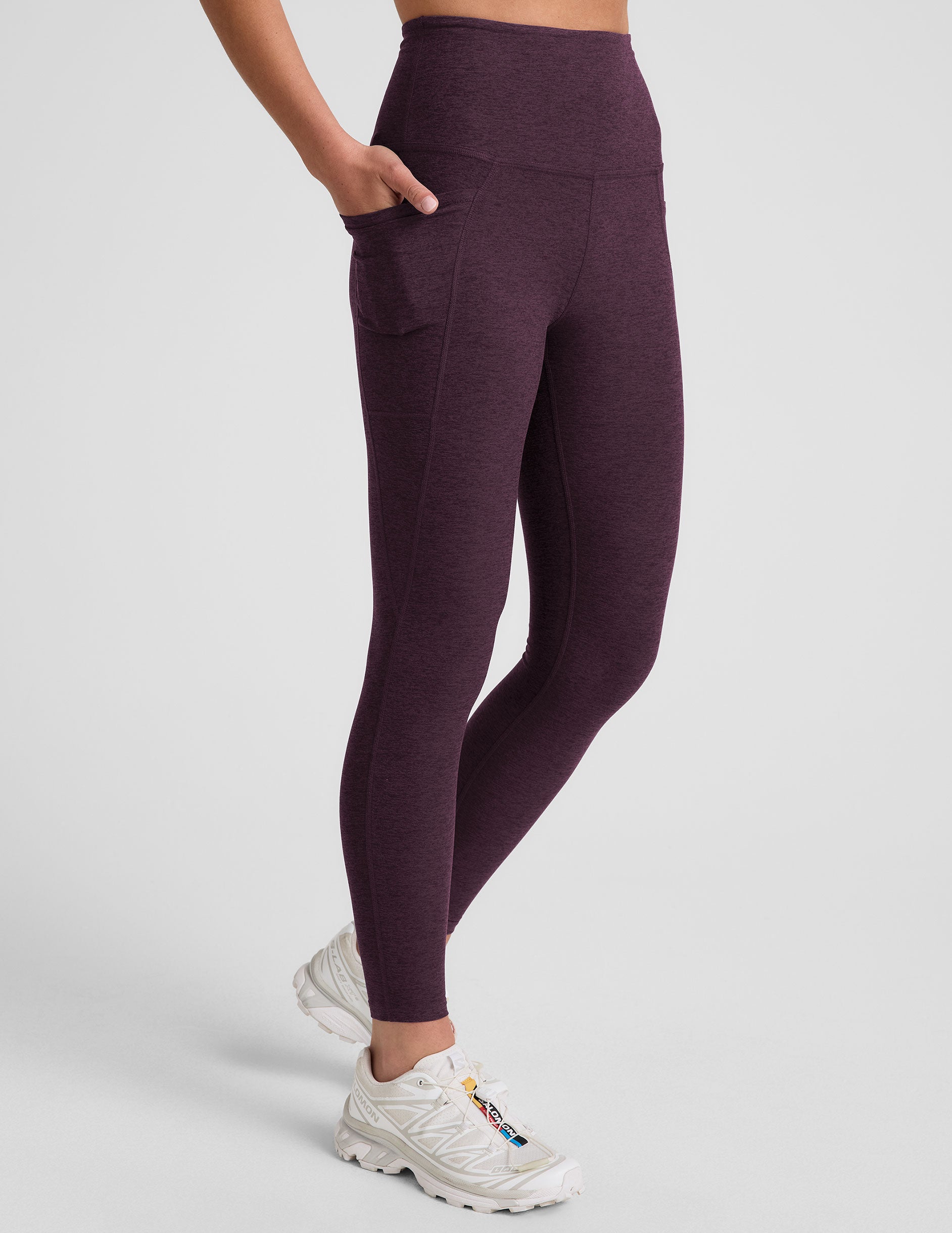 Spacedye™ Out Of Pocket High Waisted Midi Legging - Eggplant Purple Heather