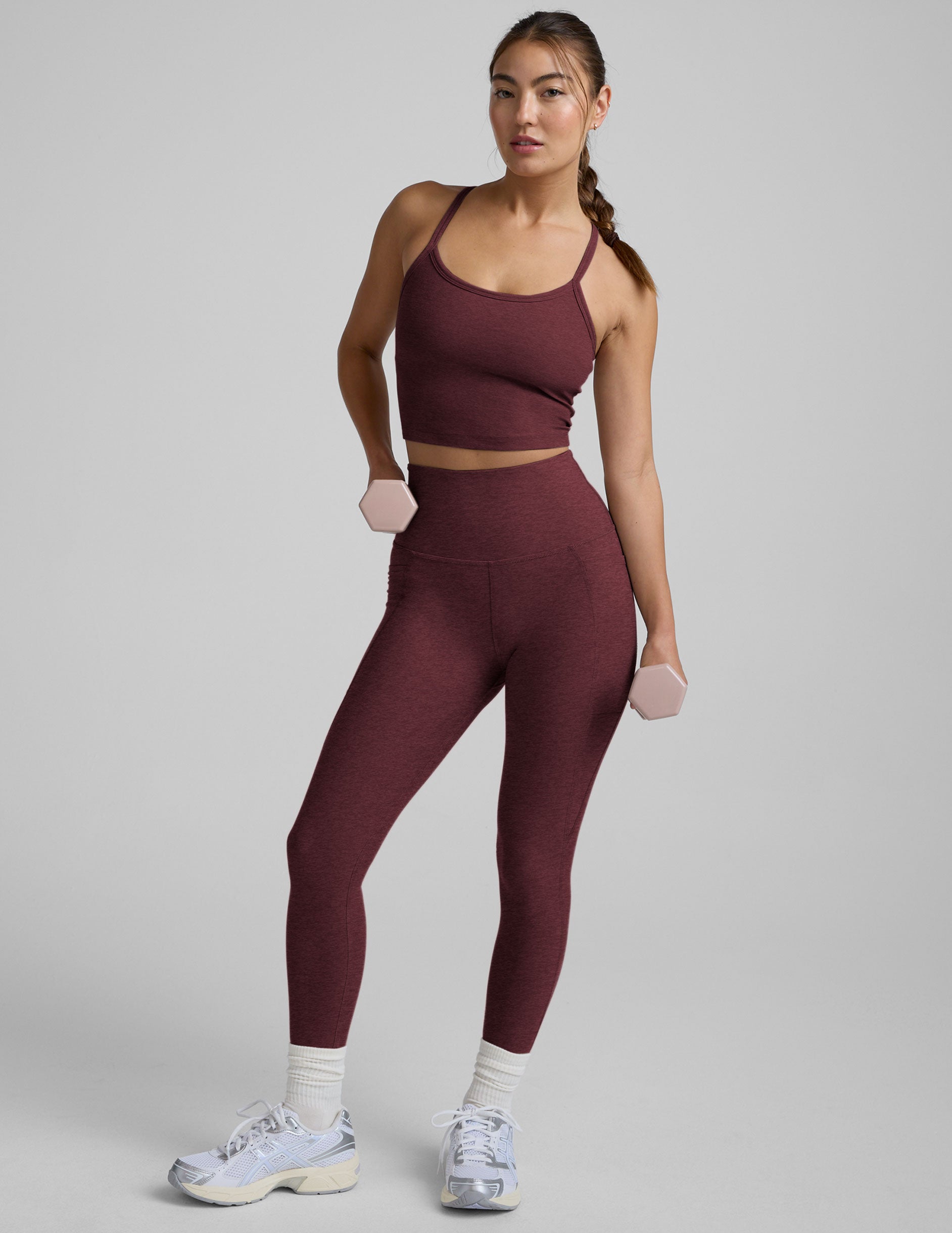 Spacedye™ Out Of Pocket High Waisted Midi Legging - Midnight Burgundy Heather