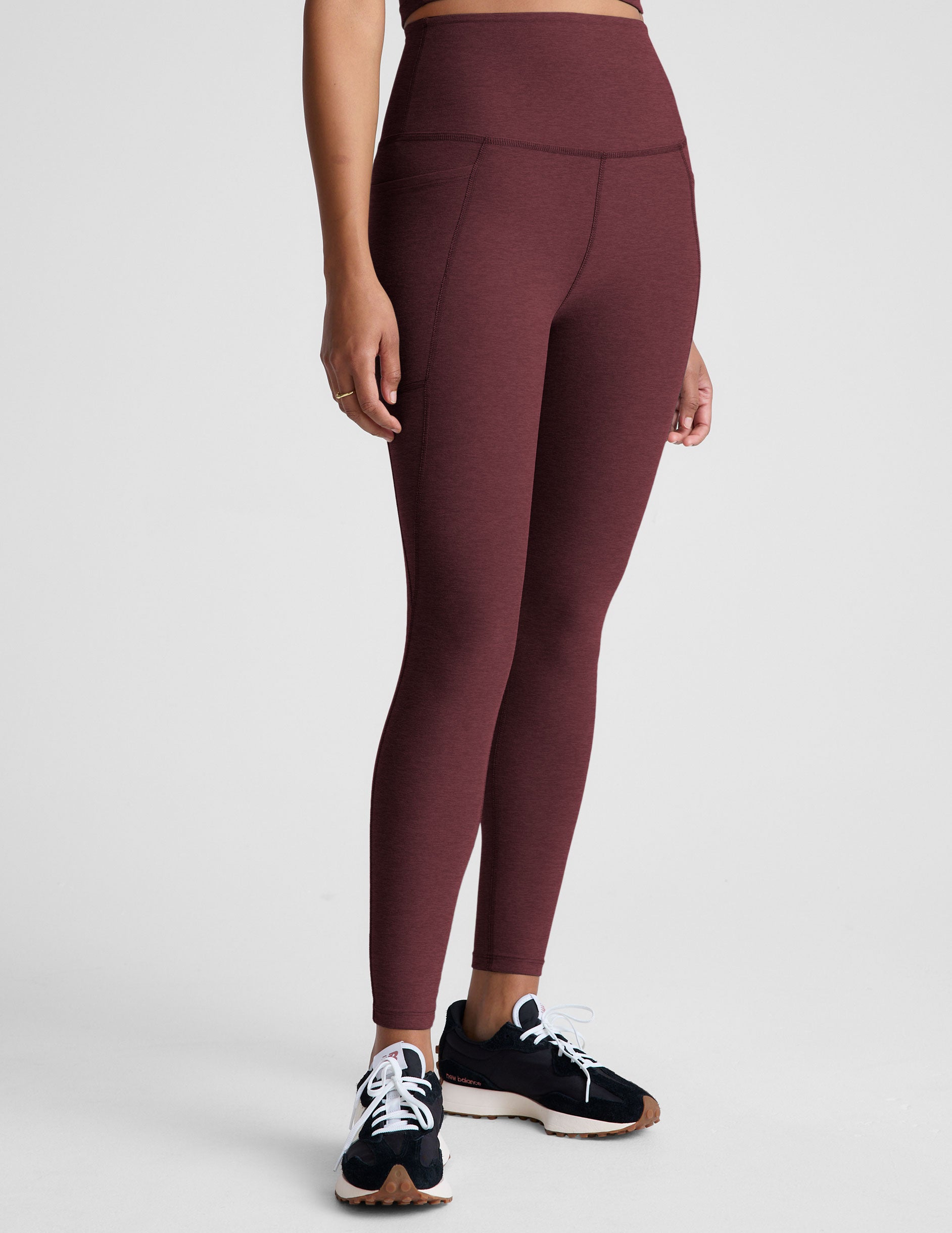 Spacedye™ Out Of Pocket High Waisted Midi Legging - Midnight Burgundy Heather