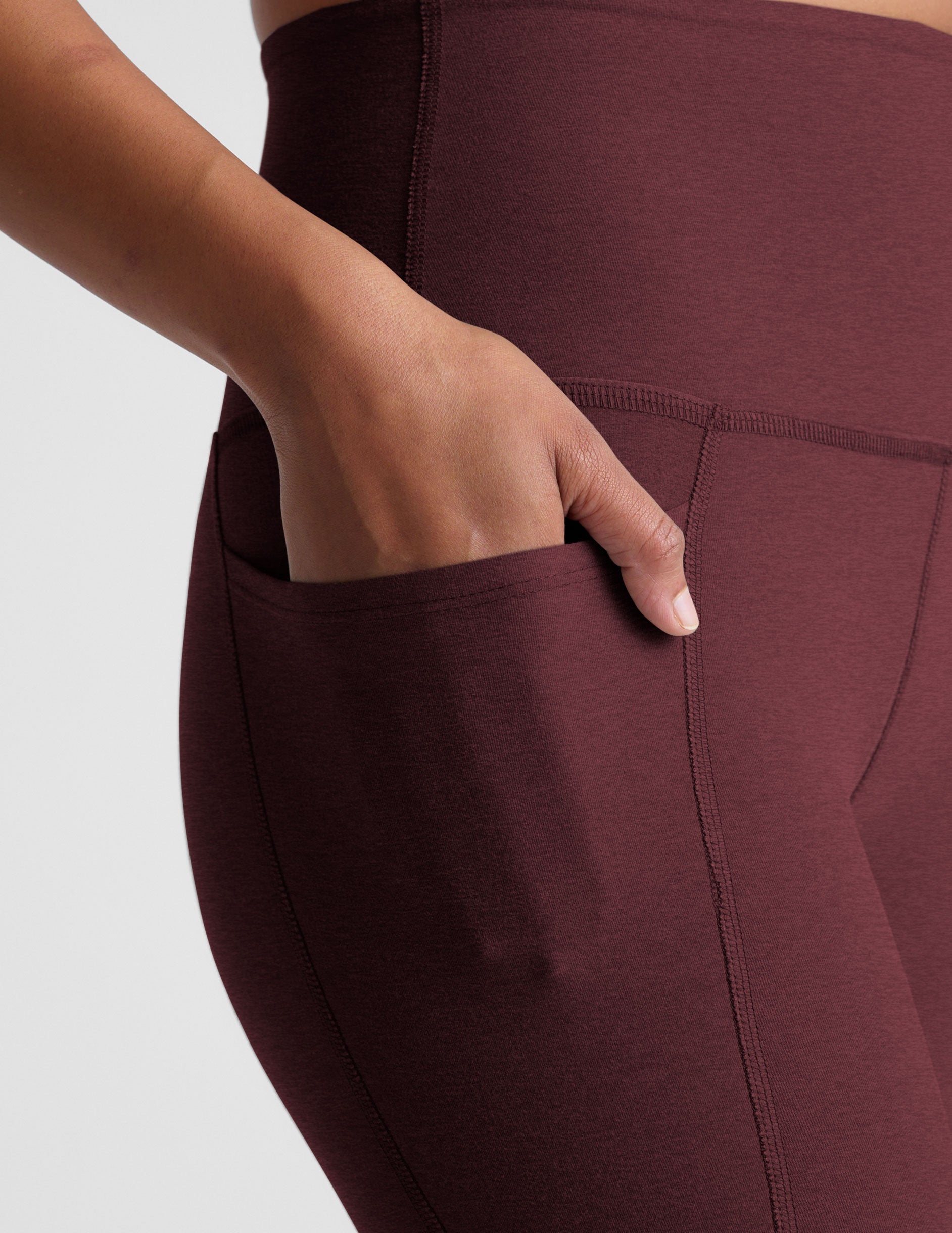 Spacedye™ Out Of Pocket High Waisted Midi Legging - Midnight Burgundy Heather