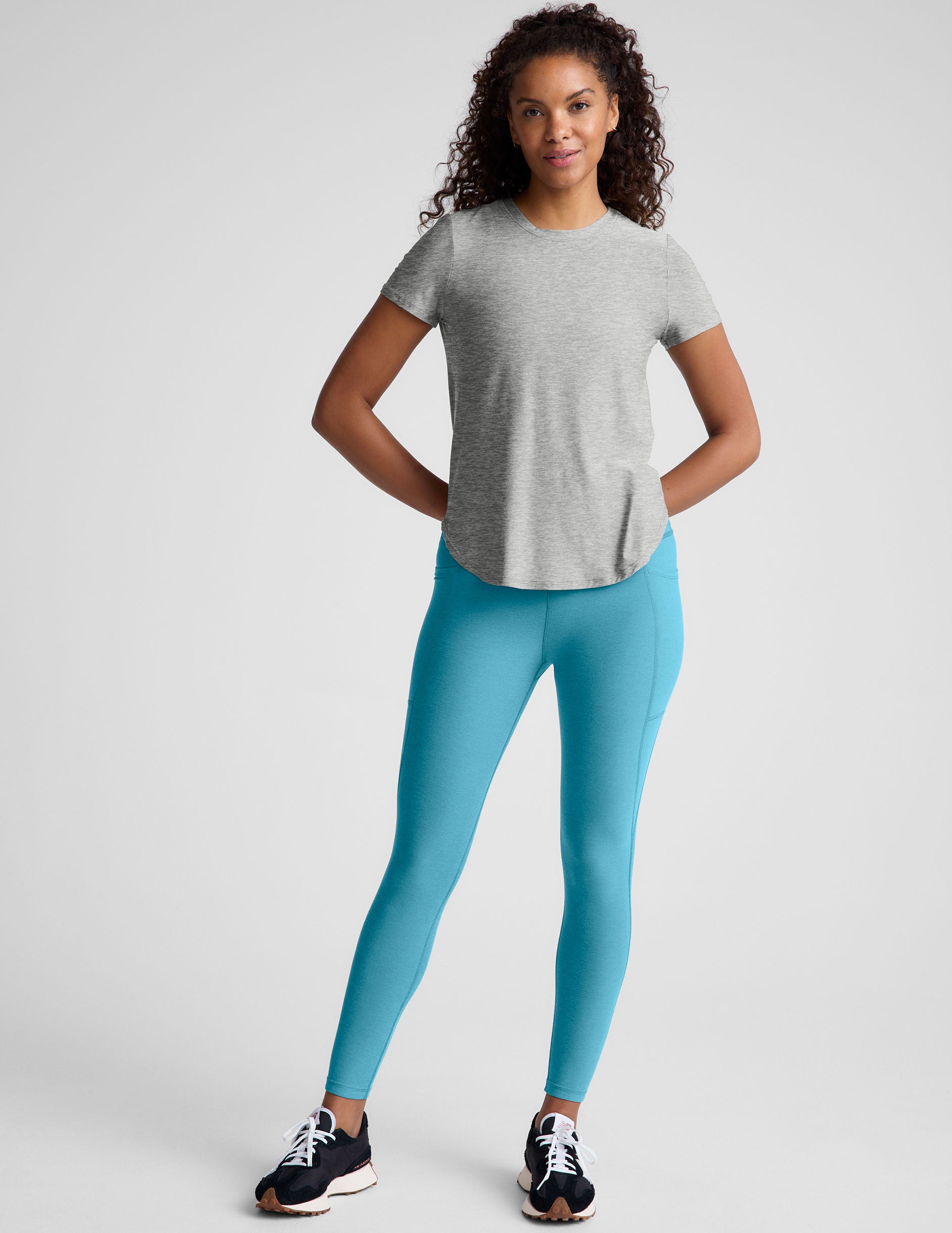 Spacedye™ Out Of Pocket High Waisted Midi Legging - Surfer Blue Heather