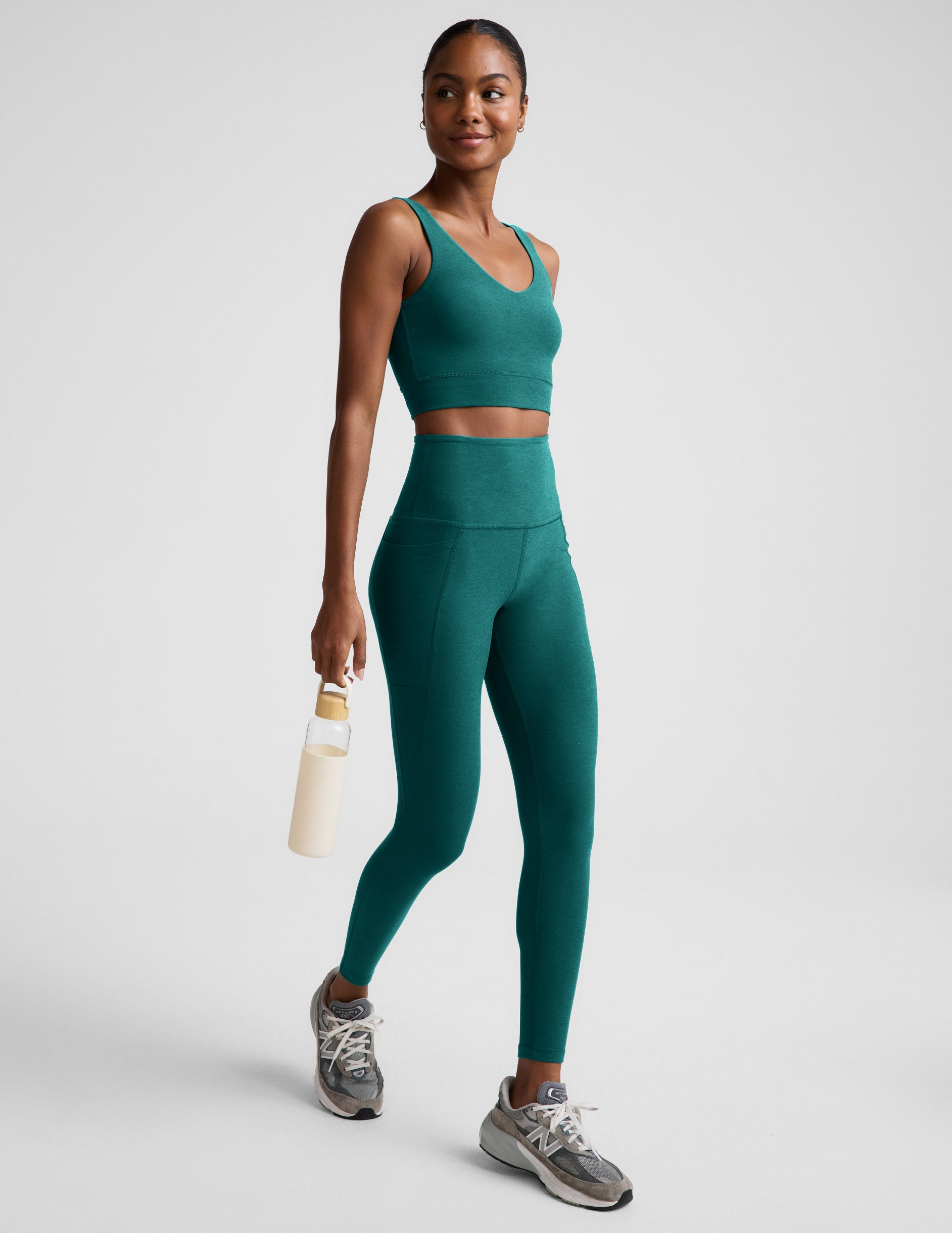 Spacedye™ Out Of Pocket High Waisted Midi Legging - Teal Sea Heather