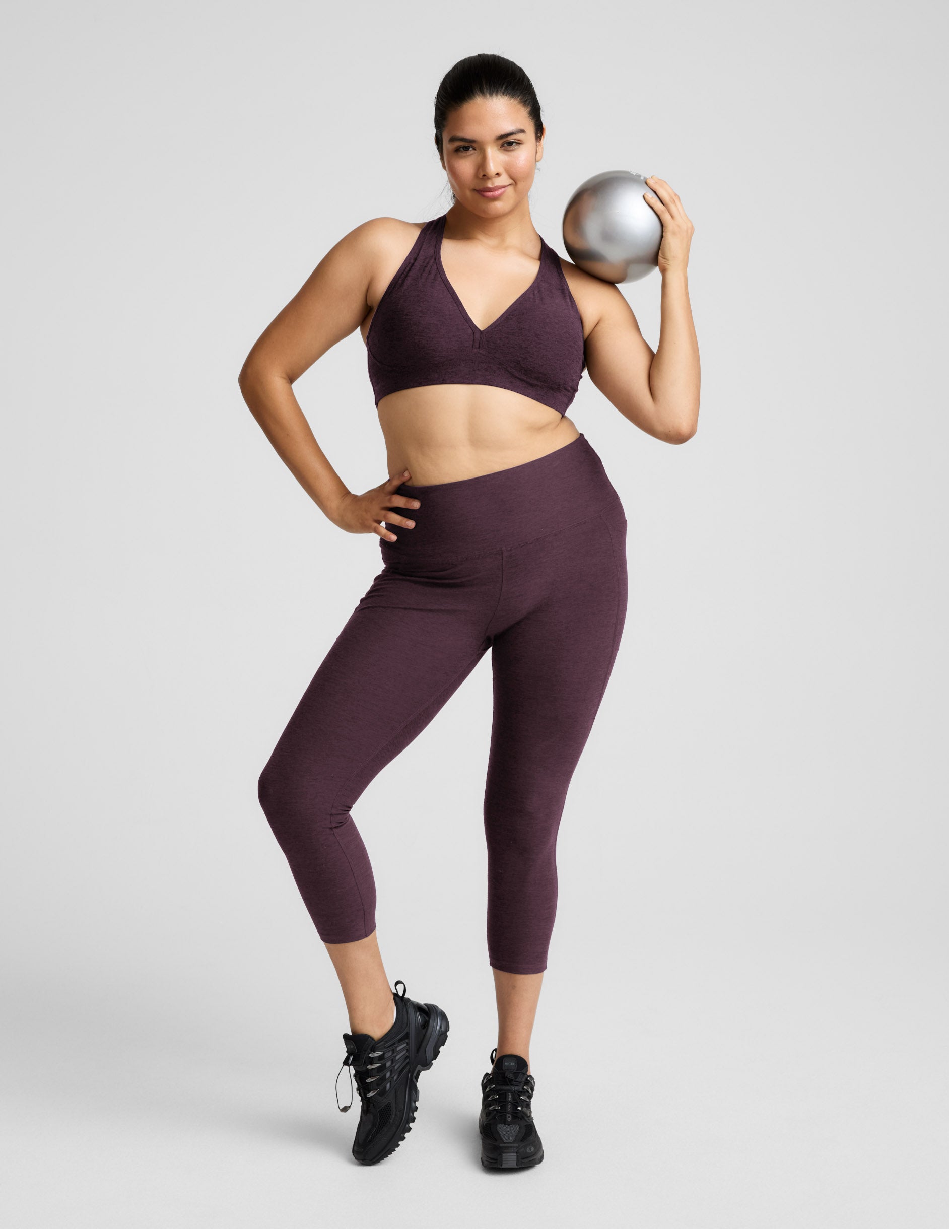 Spacedye™ Out Of Pocket High Waisted Midi Legging - Eggplant Purple Heather