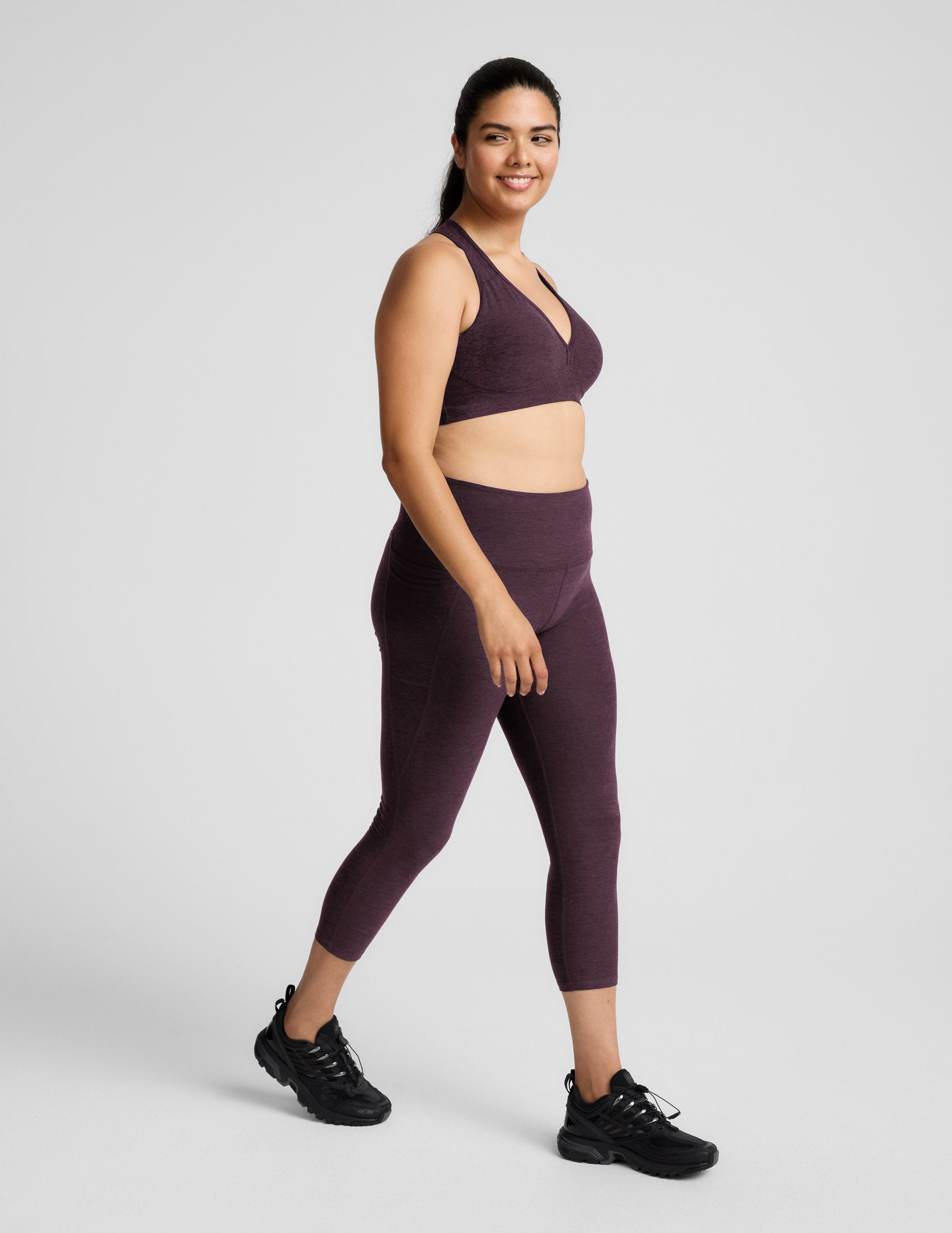 Spacedye™ Out Of Pocket High Waisted Midi Legging - Eggplant Purple Heather