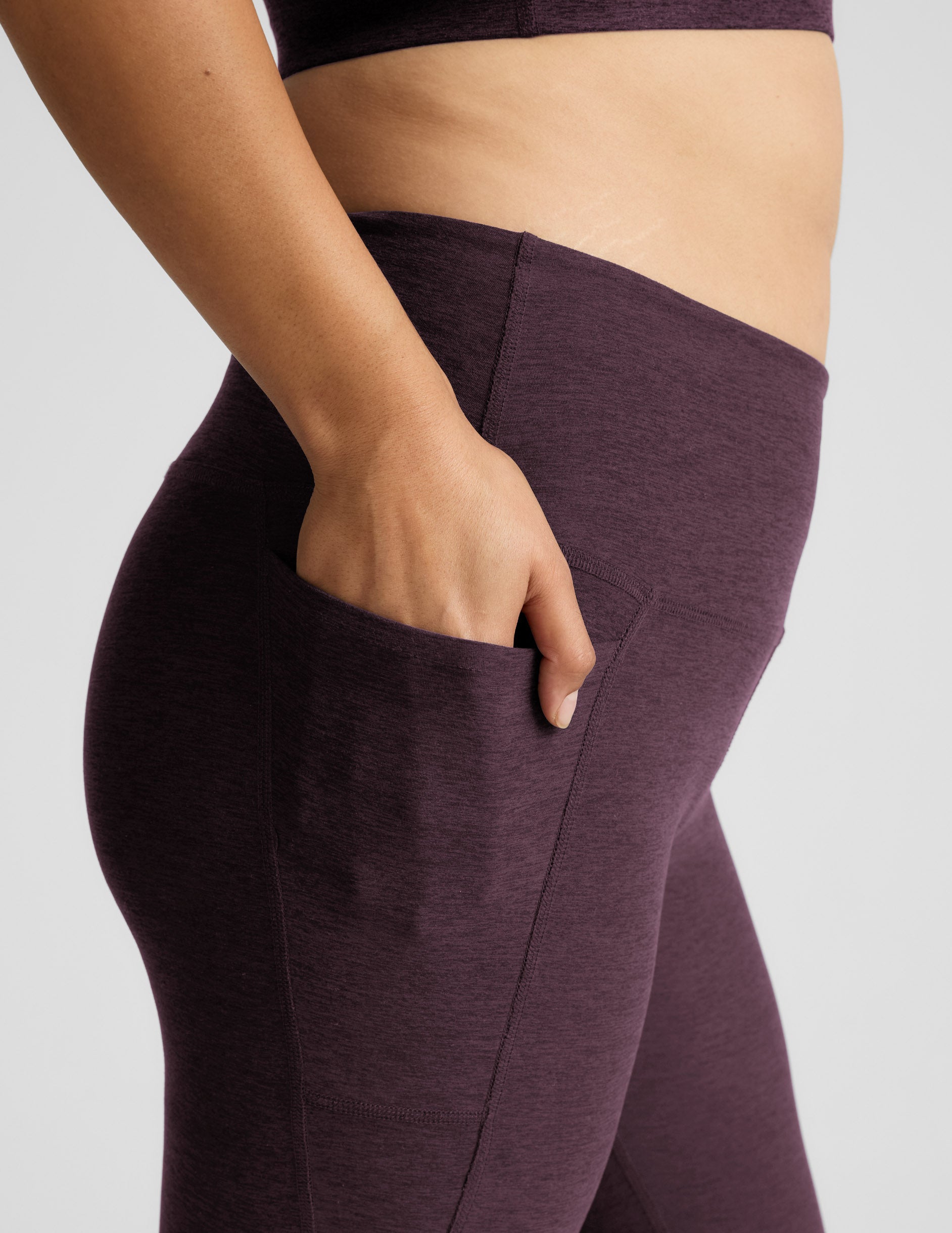 Spacedye™ Out Of Pocket High Waisted Midi Legging - Eggplant Purple Heather