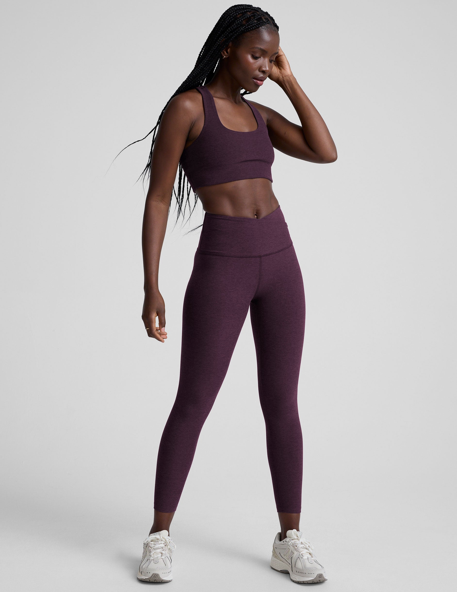 Spacedye™ At Your Leisure High Waisted Midi Legging - Eggplant Purple Heather