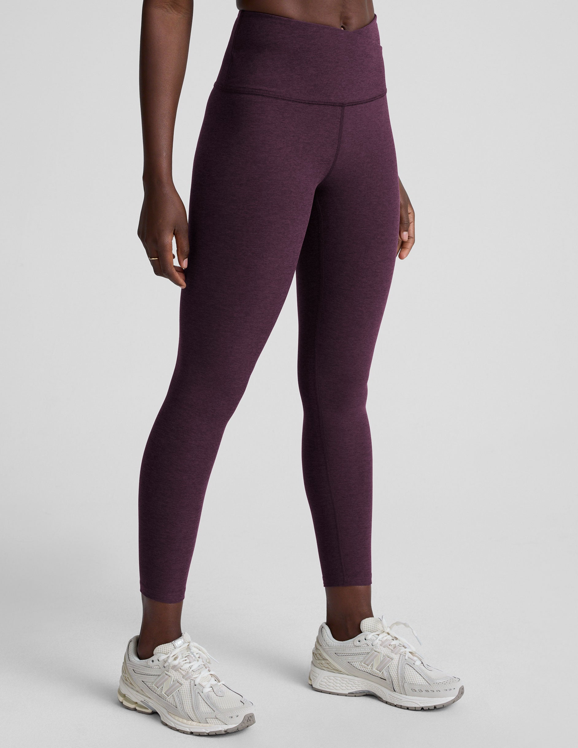 Spacedye™ At Your Leisure High Waisted Midi Legging - Eggplant Purple Heather