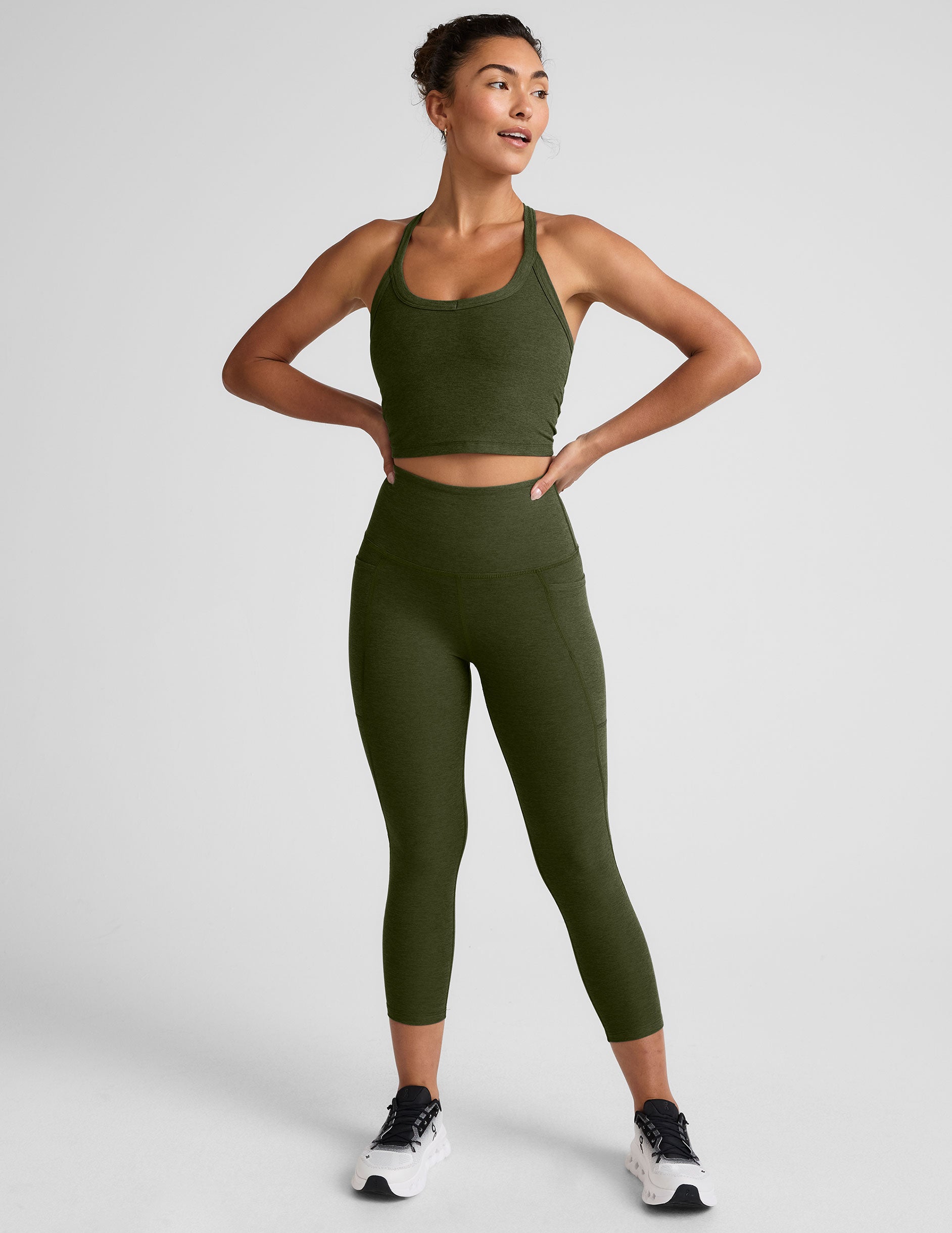 Spacedye™ Out Of Pocket High Waisted Capri Legging 26" - Army Green Heather