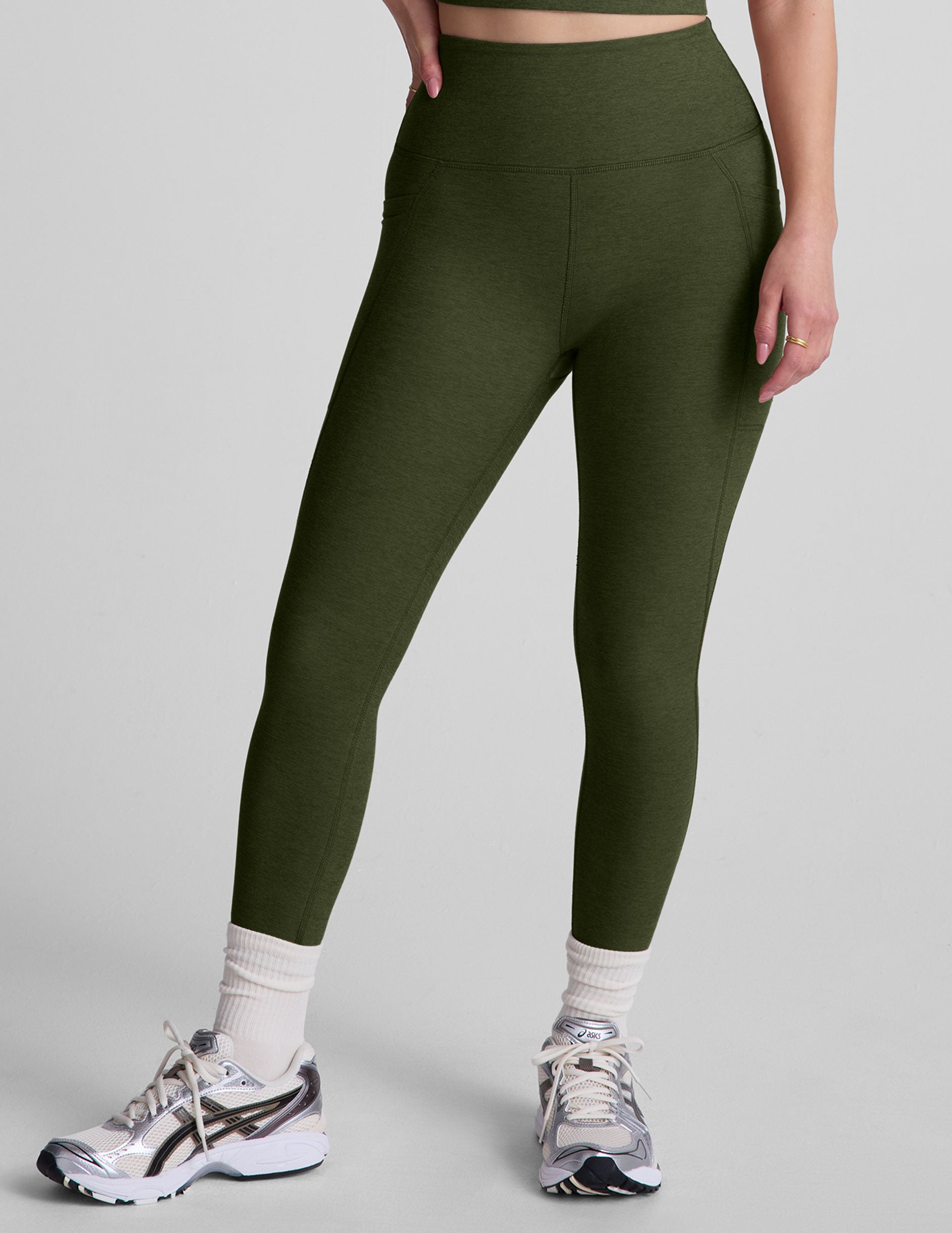 Spacedye™ Out Of Pocket High Waisted Capri Legging 26" - Army Green Heather