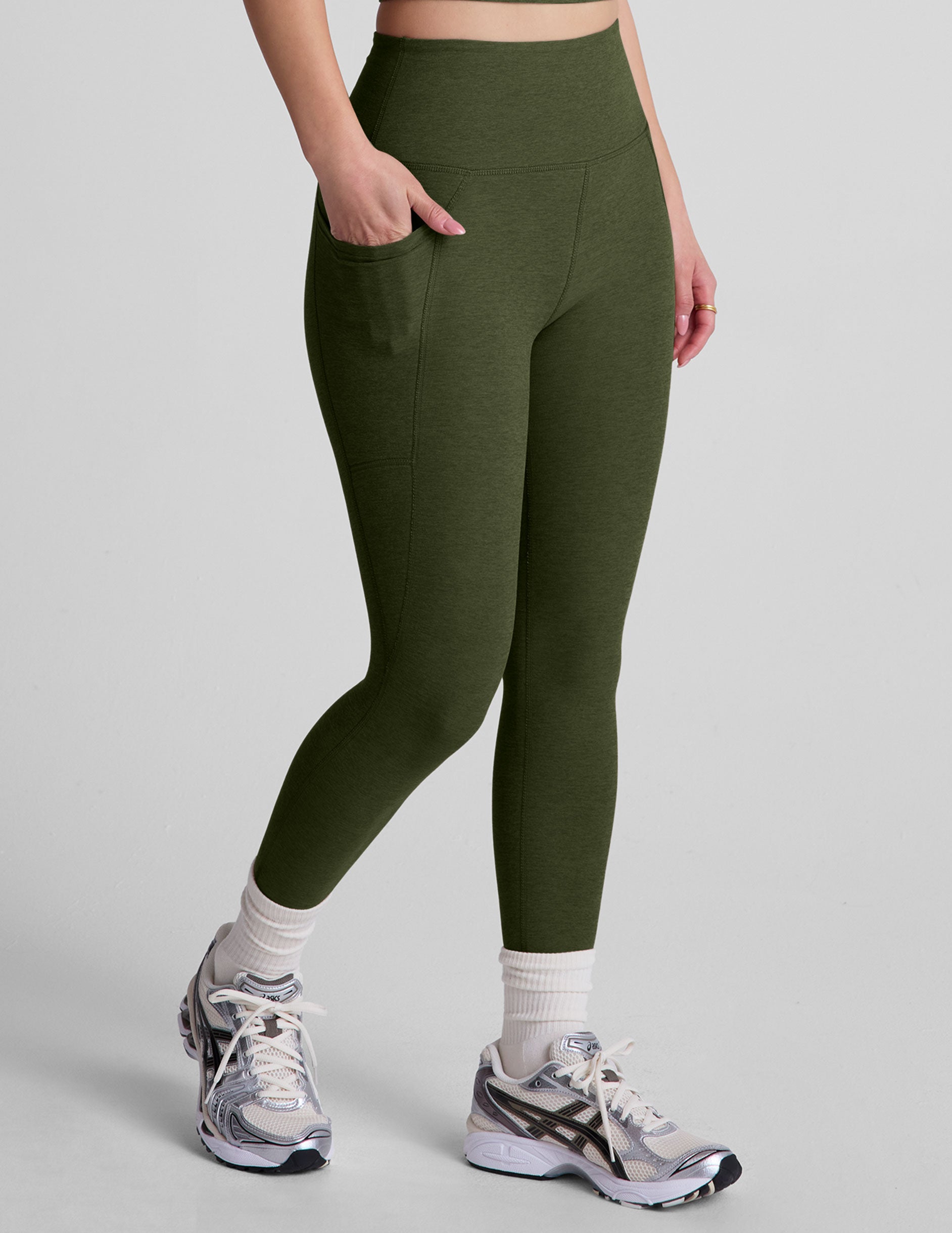 Spacedye™ Out Of Pocket High Waisted Capri Legging 26" - Army Green Heather