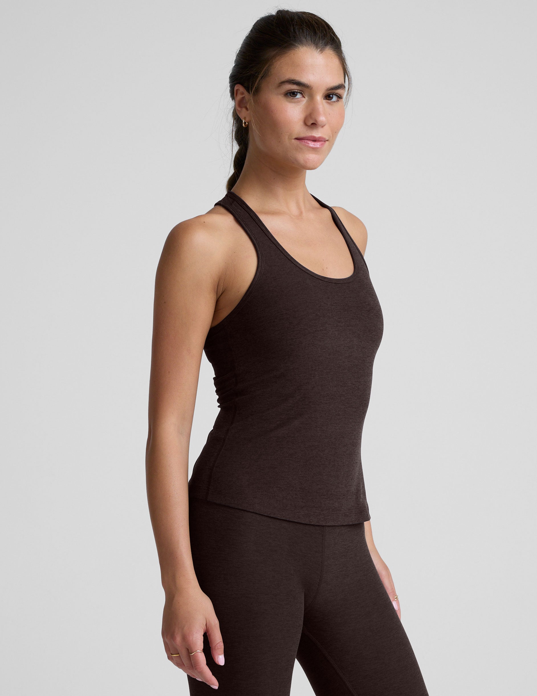 Spacedye™ Step Up Racerback Tank - Dark Chocolate Heather