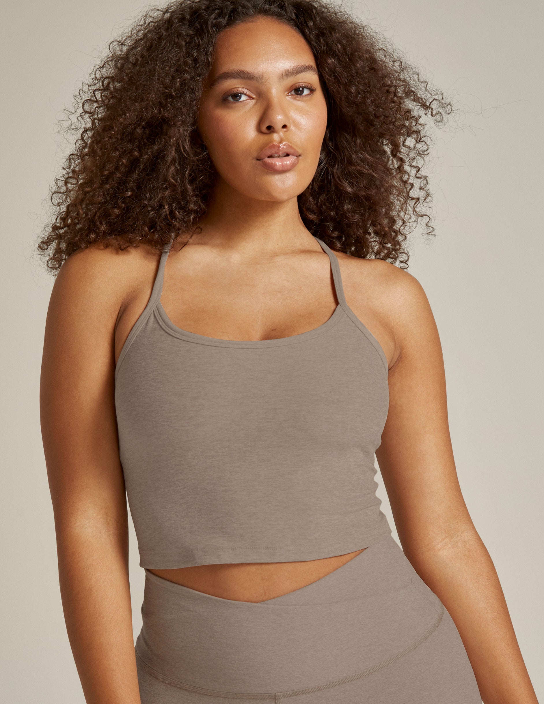 Spacedye™ Slim Racerback Cropped Tank - Birch Heather