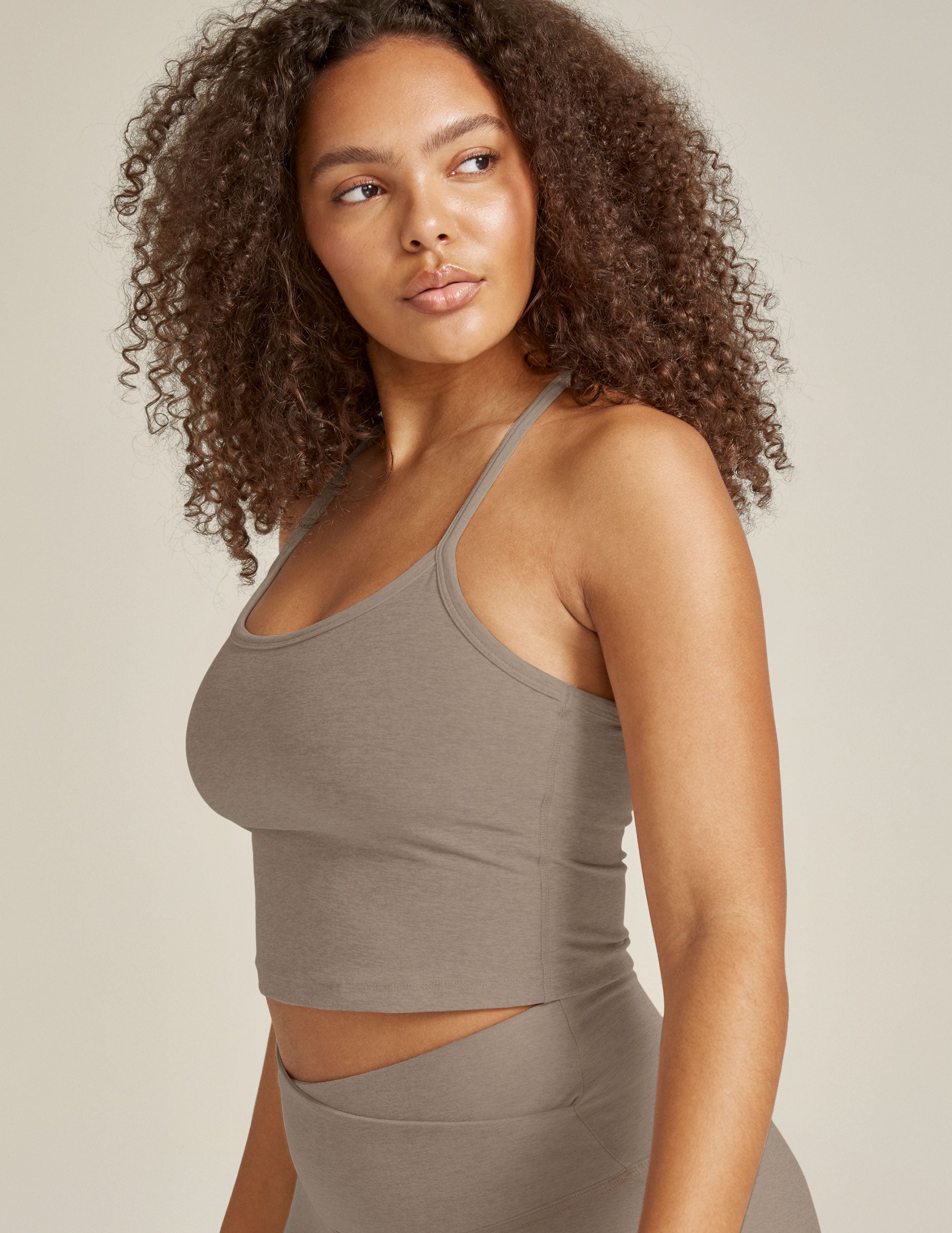 Spacedye™ Slim Racerback Cropped Tank - Birch Heather