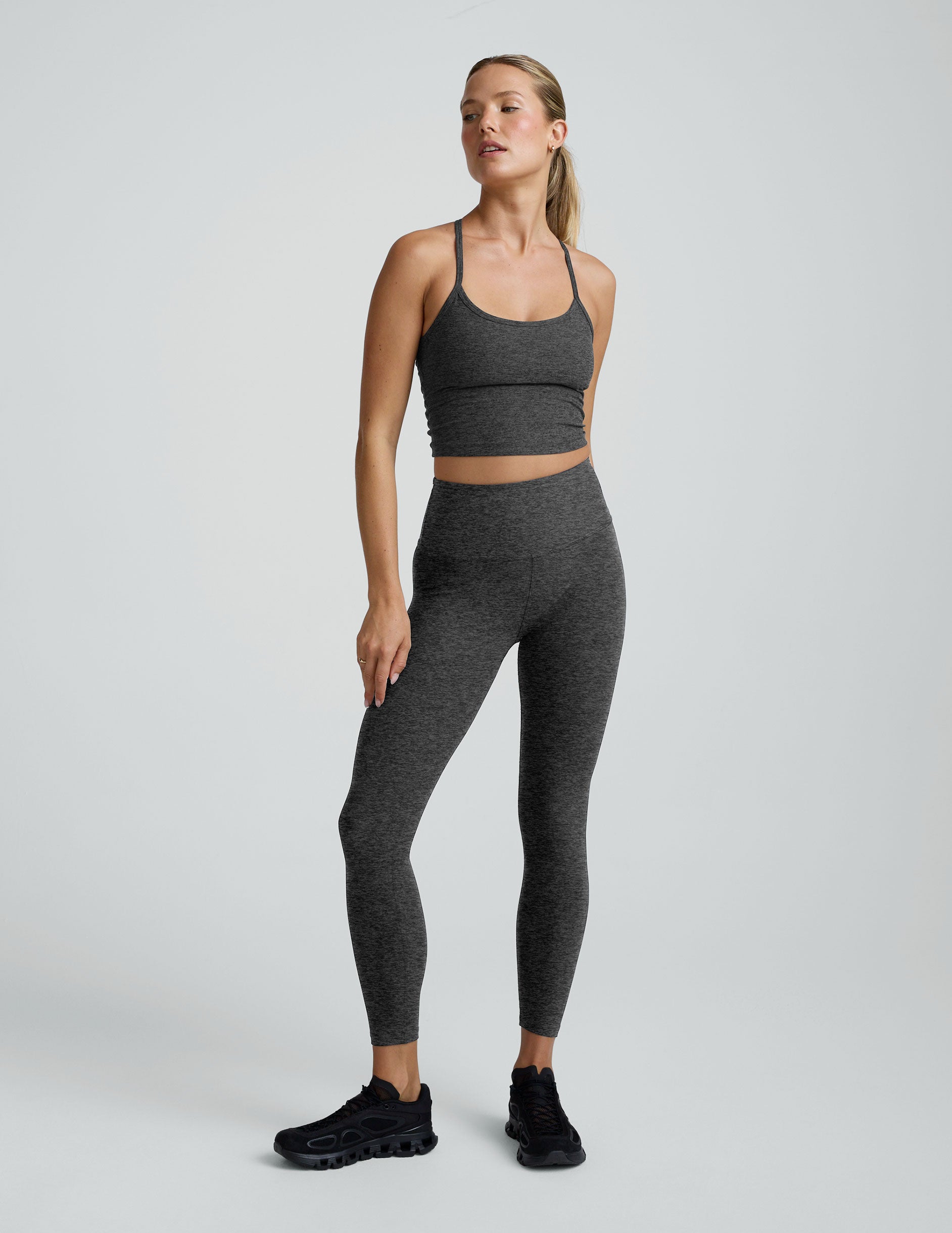 Spacedye™ Slim Racerback Cropped Tank - Black-Charcoal