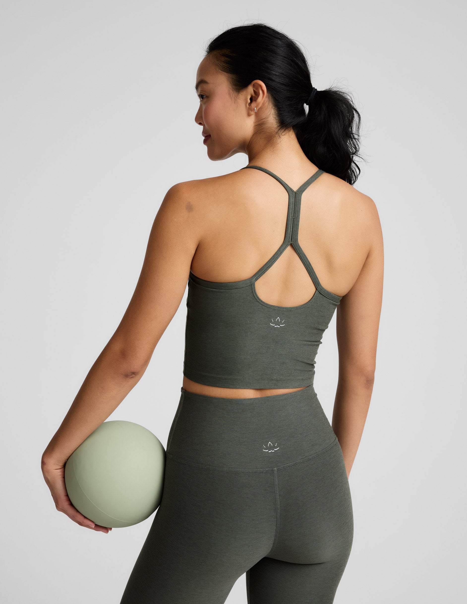 Spacedye™ Slim Racerback Cropped Tank - Dusty Forest Heather