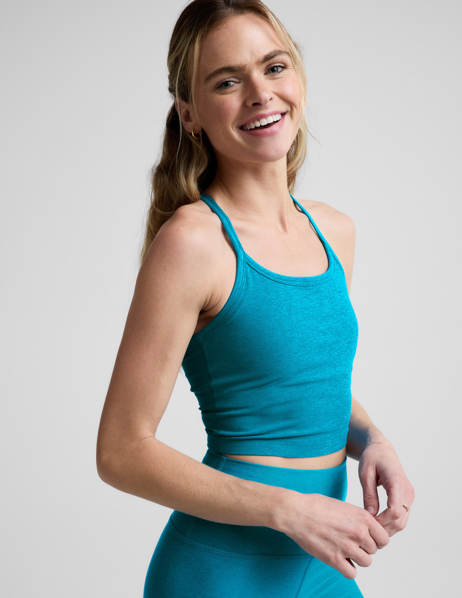 Spacedye™ Slim Racerback Cropped Tank - Island Blue Heather