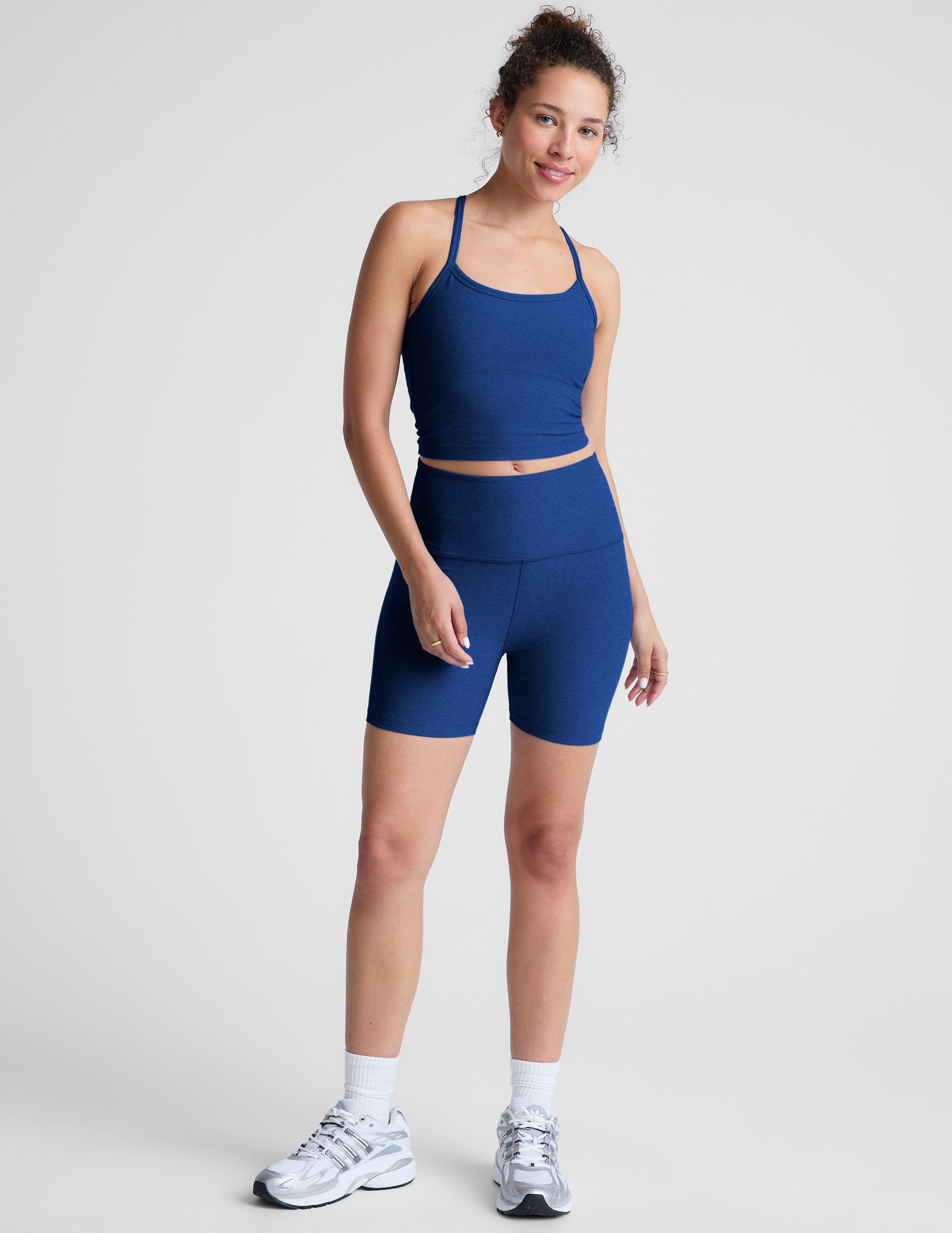 Spacedye™ Slim Racerback Cropped Tank - Marine Blue Heather