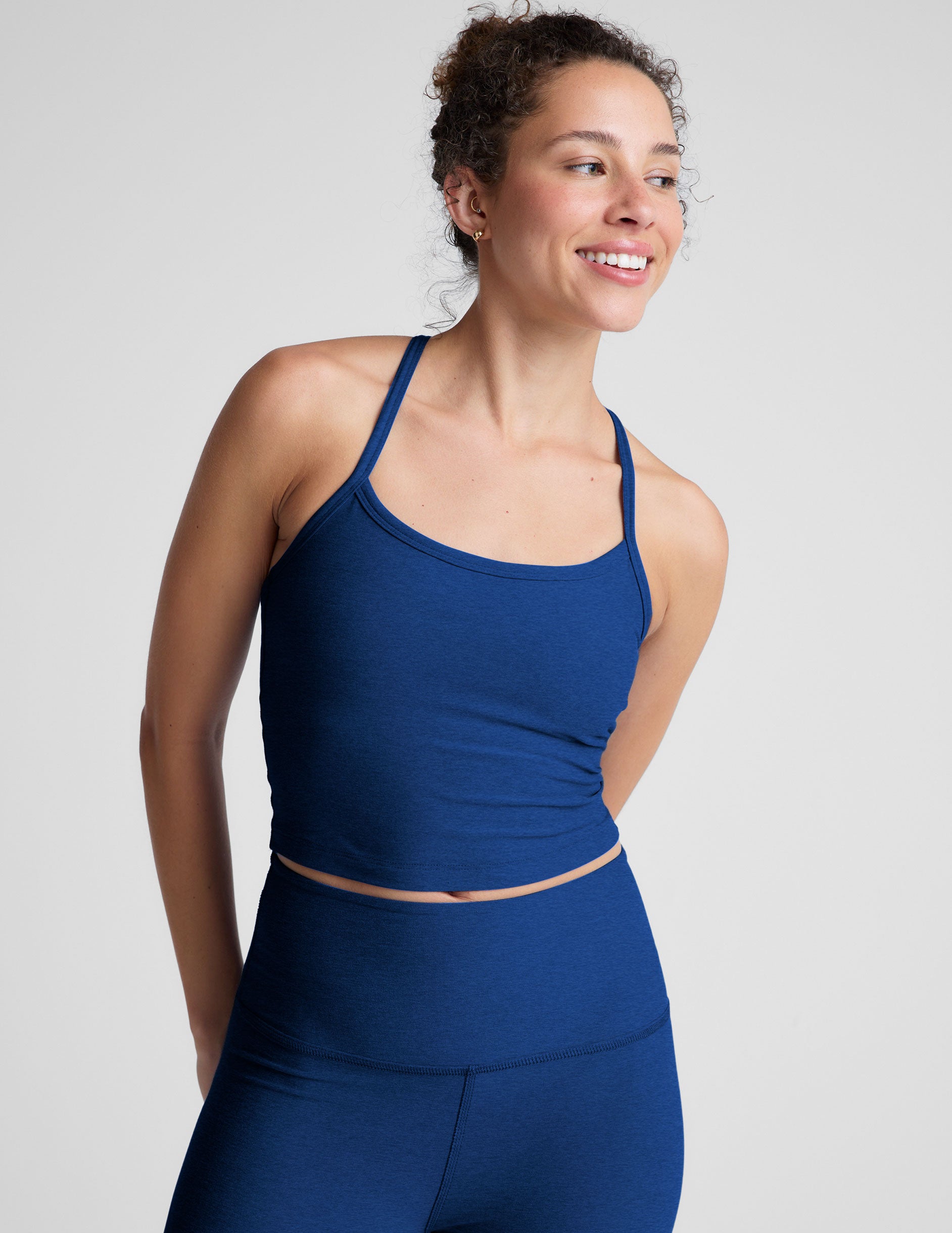 Spacedye™ Slim Racerback Cropped Tank - Marine Blue Heather