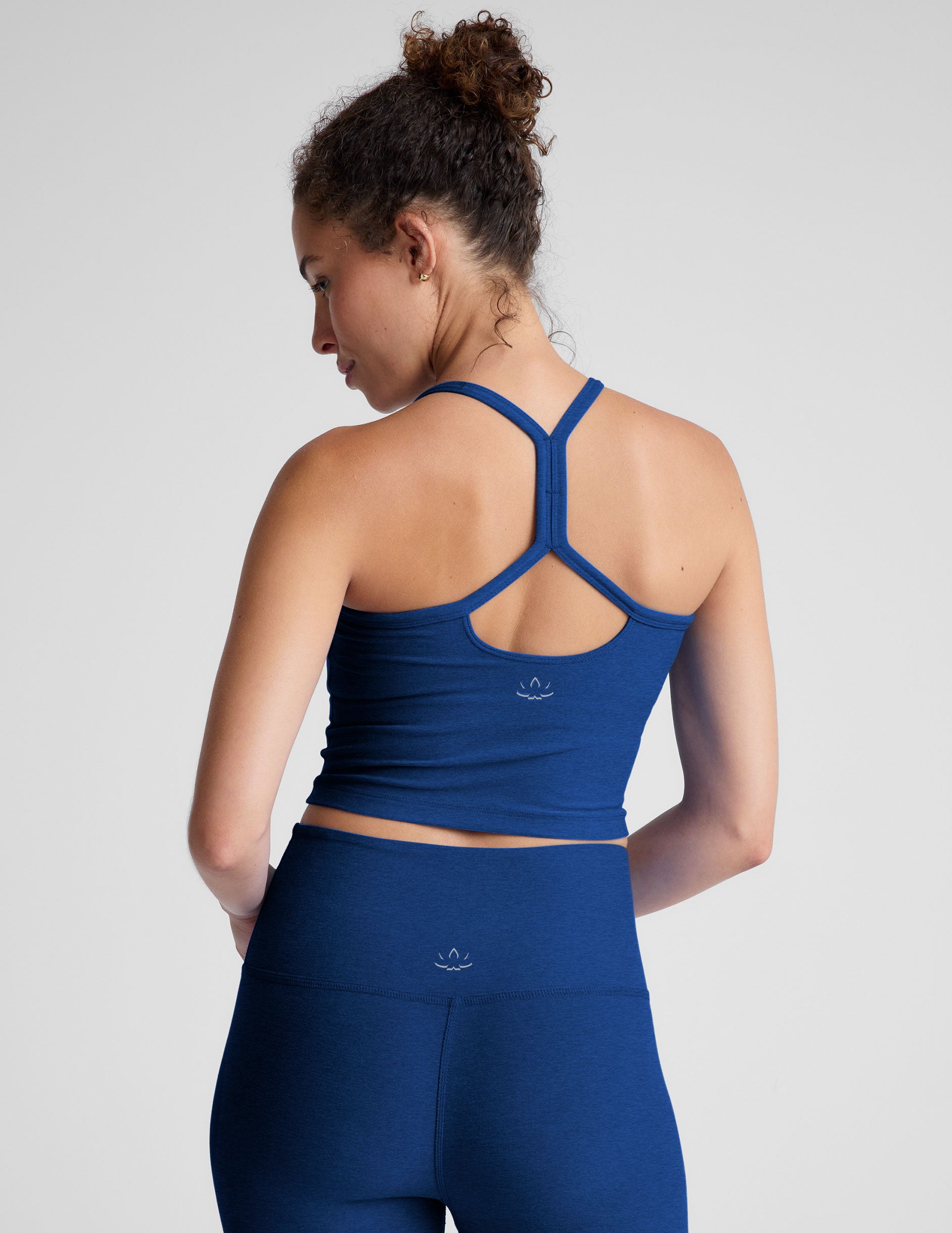 Spacedye™ Slim Racerback Cropped Tank - Marine Blue Heather