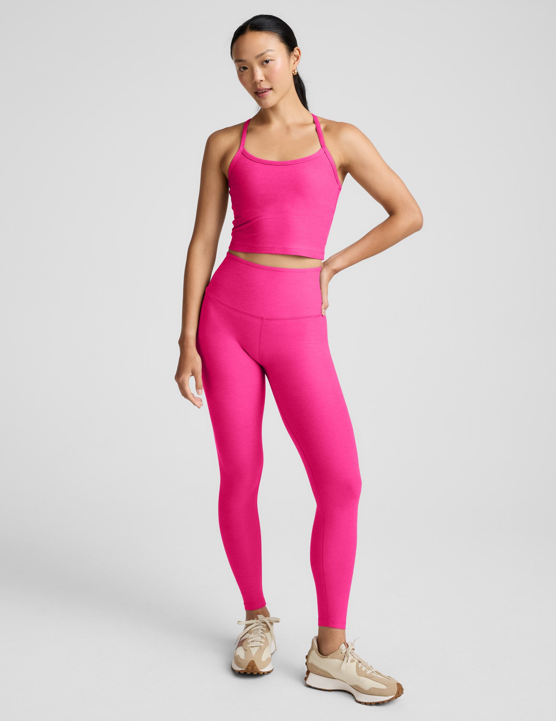 Spacedye™ Slim Racerback Cropped Tank - Pink Glow Heather