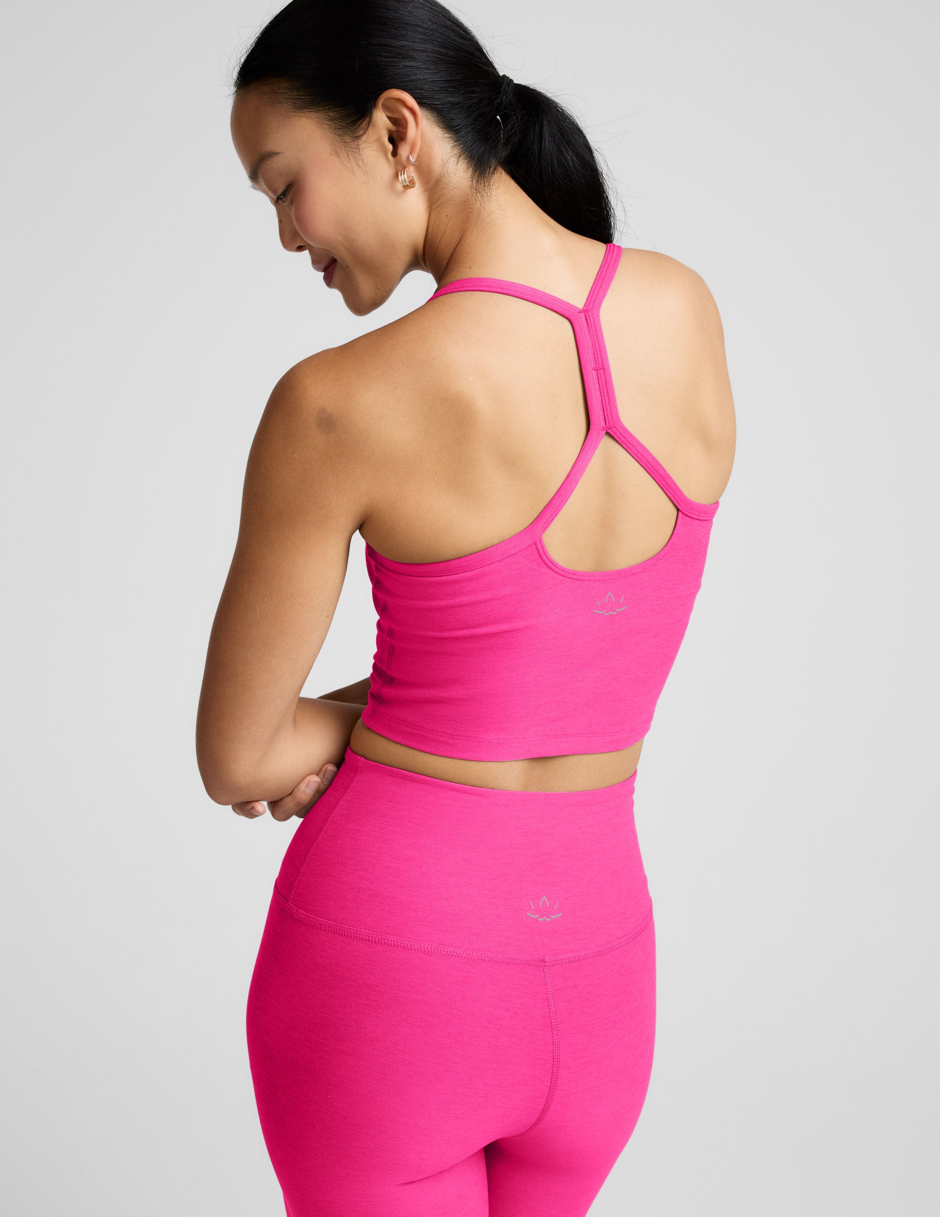 Spacedye™ Slim Racerback Cropped Tank - Pink Glow Heather