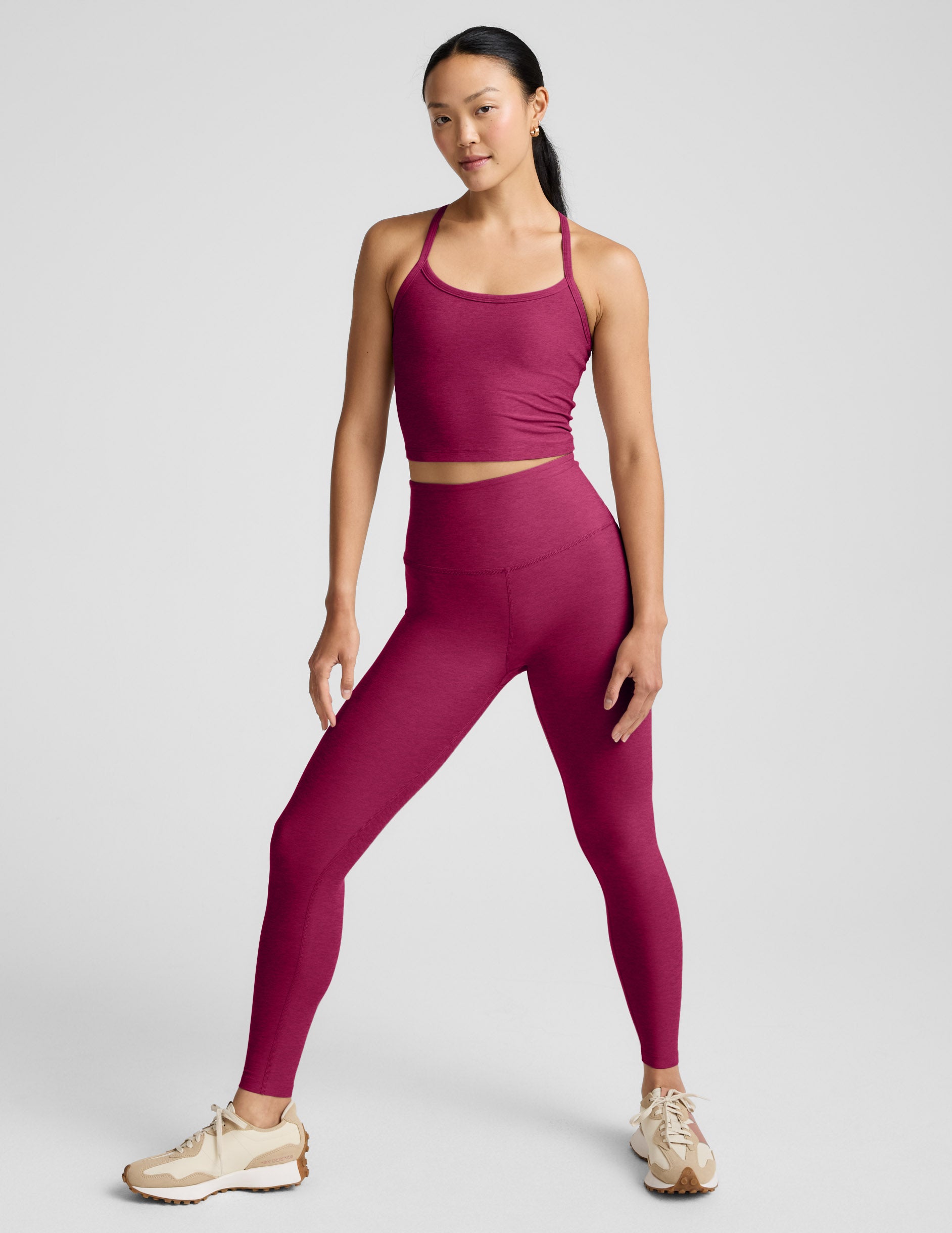 Spacedye™ Slim Racerback Cropped Tank - Sangria Heather