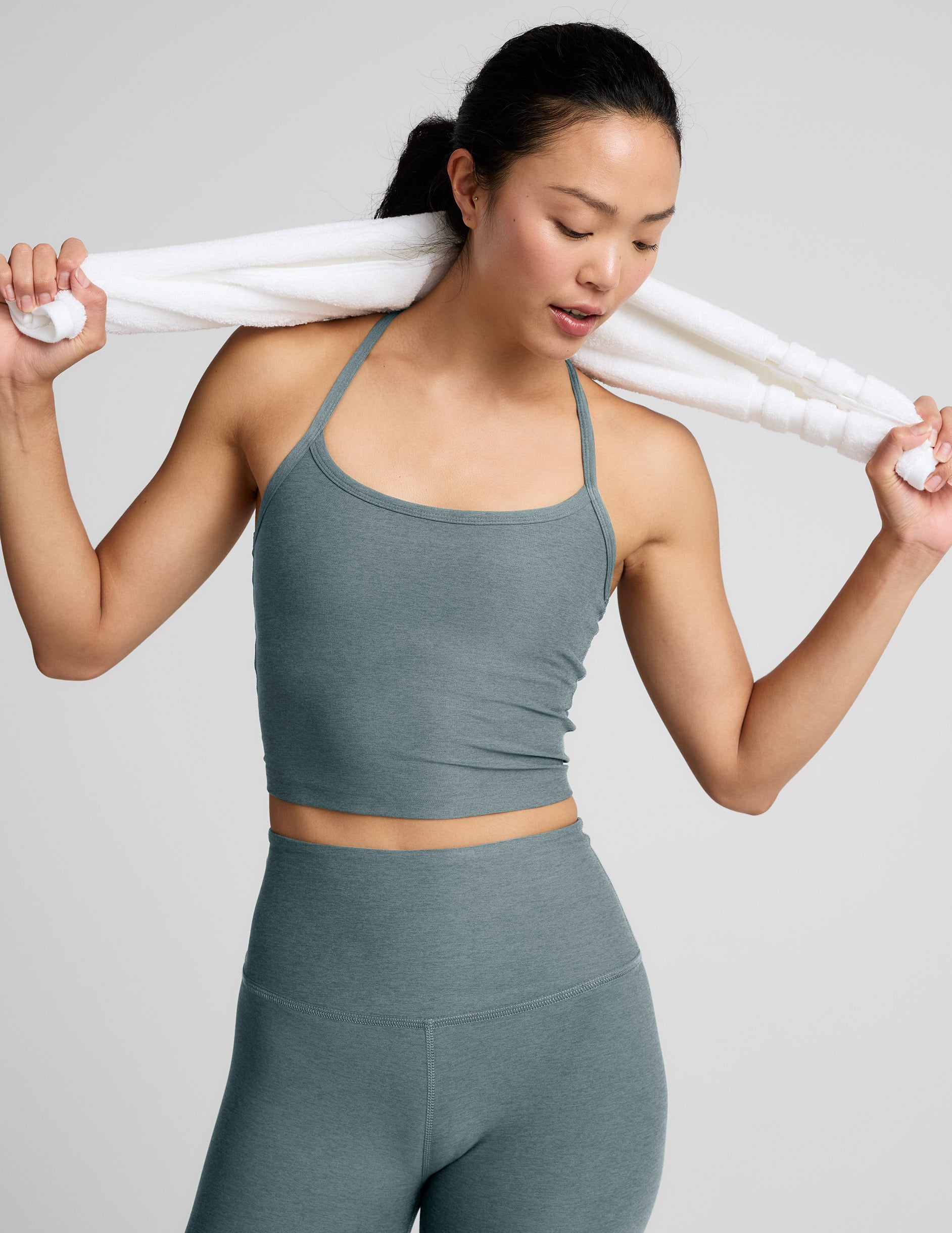 Spacedye™ Slim Racerback Cropped Tank - Storm Heather
