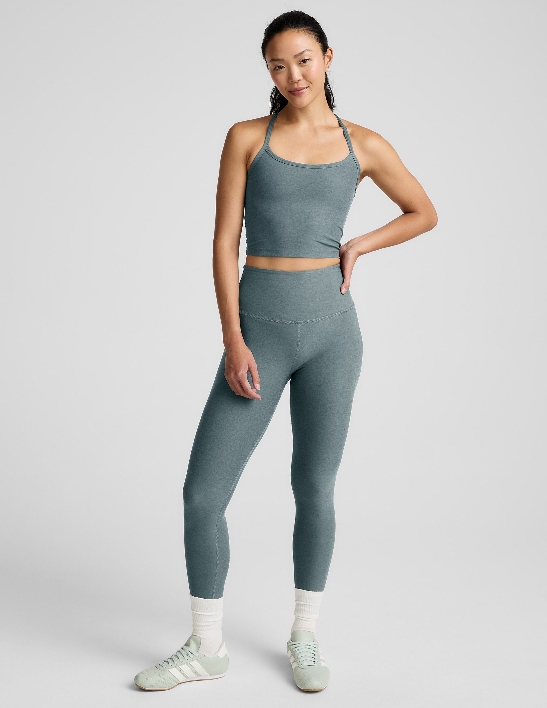 Spacedye™ Slim Racerback Cropped Tank - Storm Heather