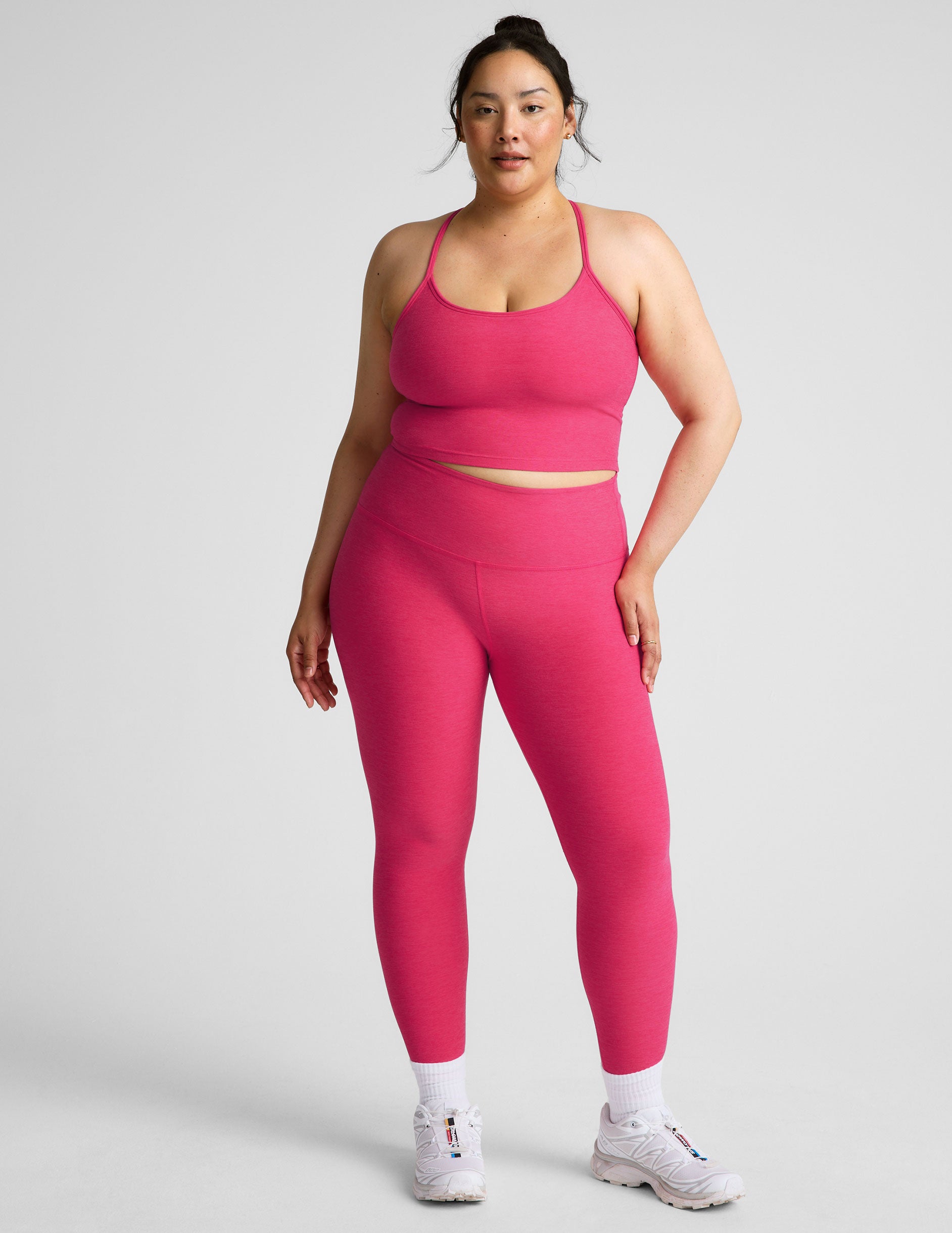 Spacedye™ Slim Racerback Cropped Tank - Vivid Pink Heather
