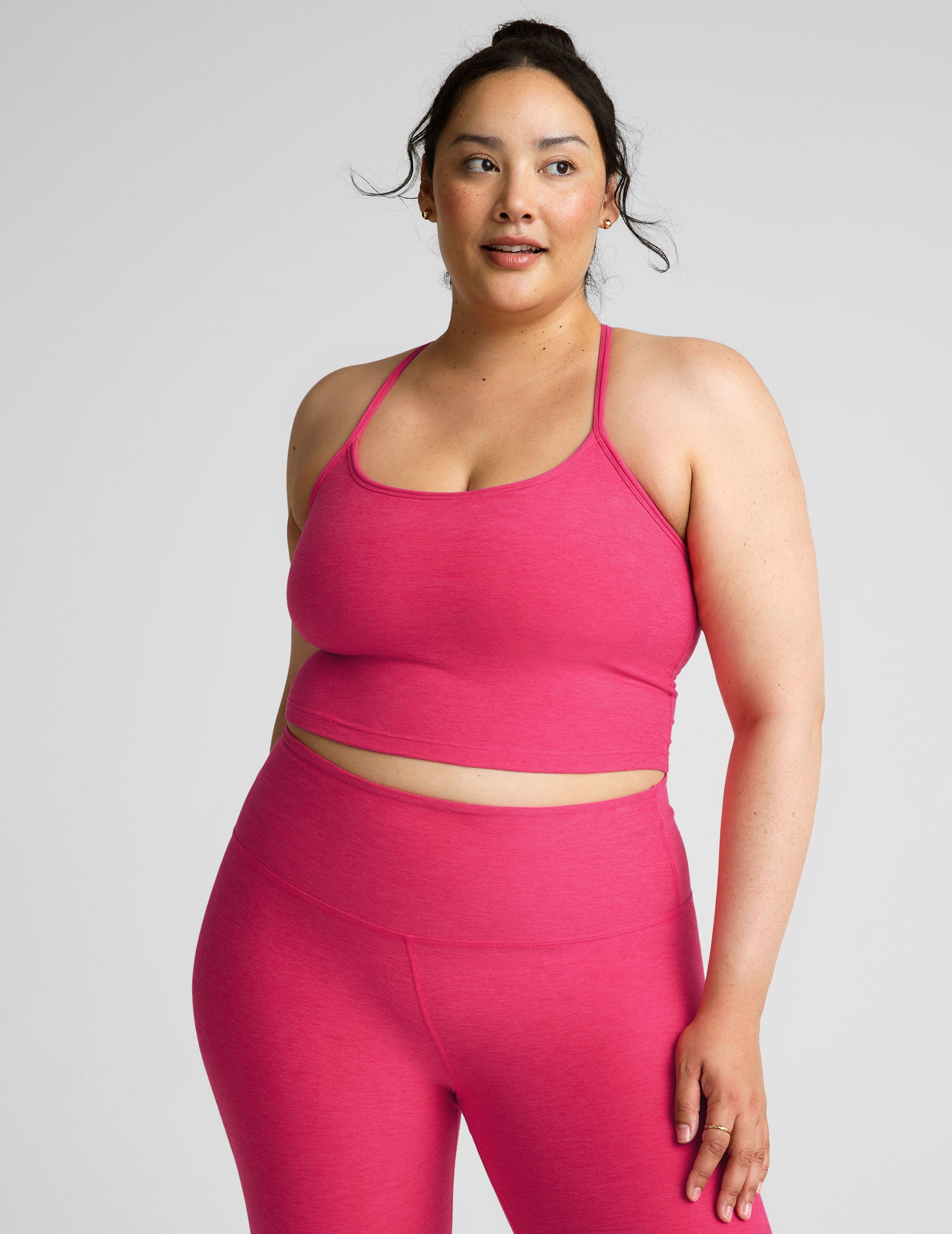 Spacedye™ Slim Racerback Cropped Tank - Vivid Pink Heather