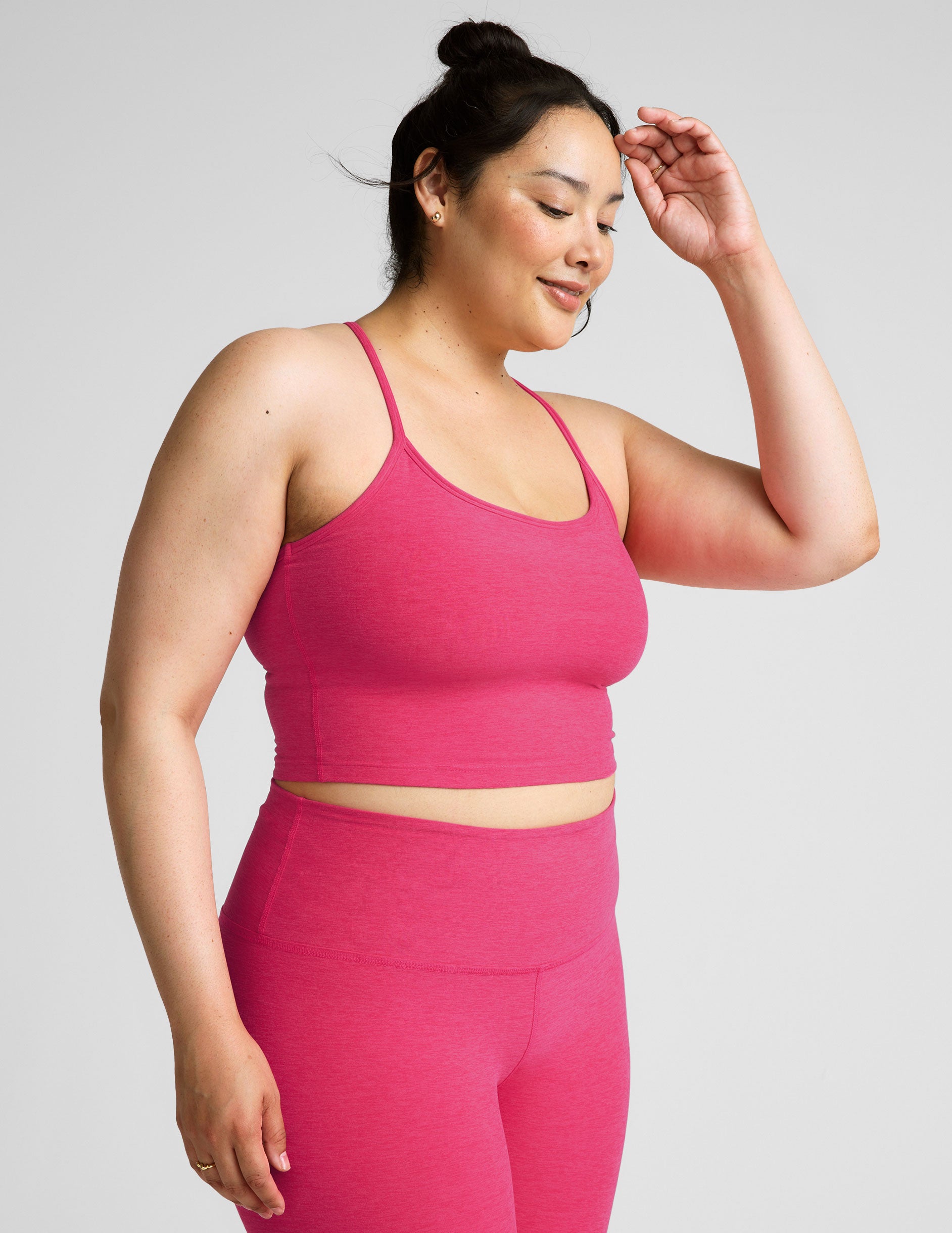 Spacedye™ Slim Racerback Cropped Tank - Vivid Pink Heather