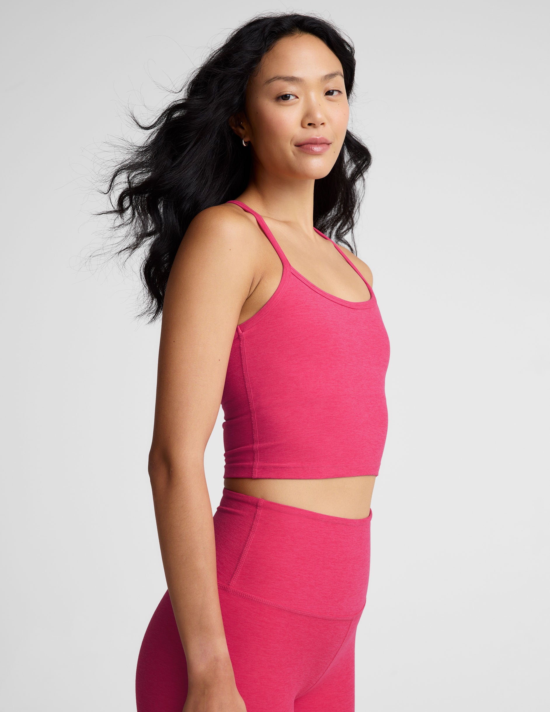 Spacedye™ Slim Racerback Cropped Tank - Vivid Pink Heather