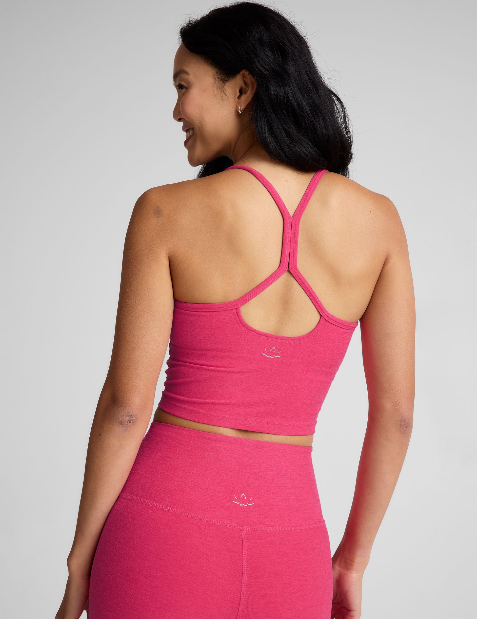 Spacedye™ Slim Racerback Cropped Tank - Vivid Pink Heather