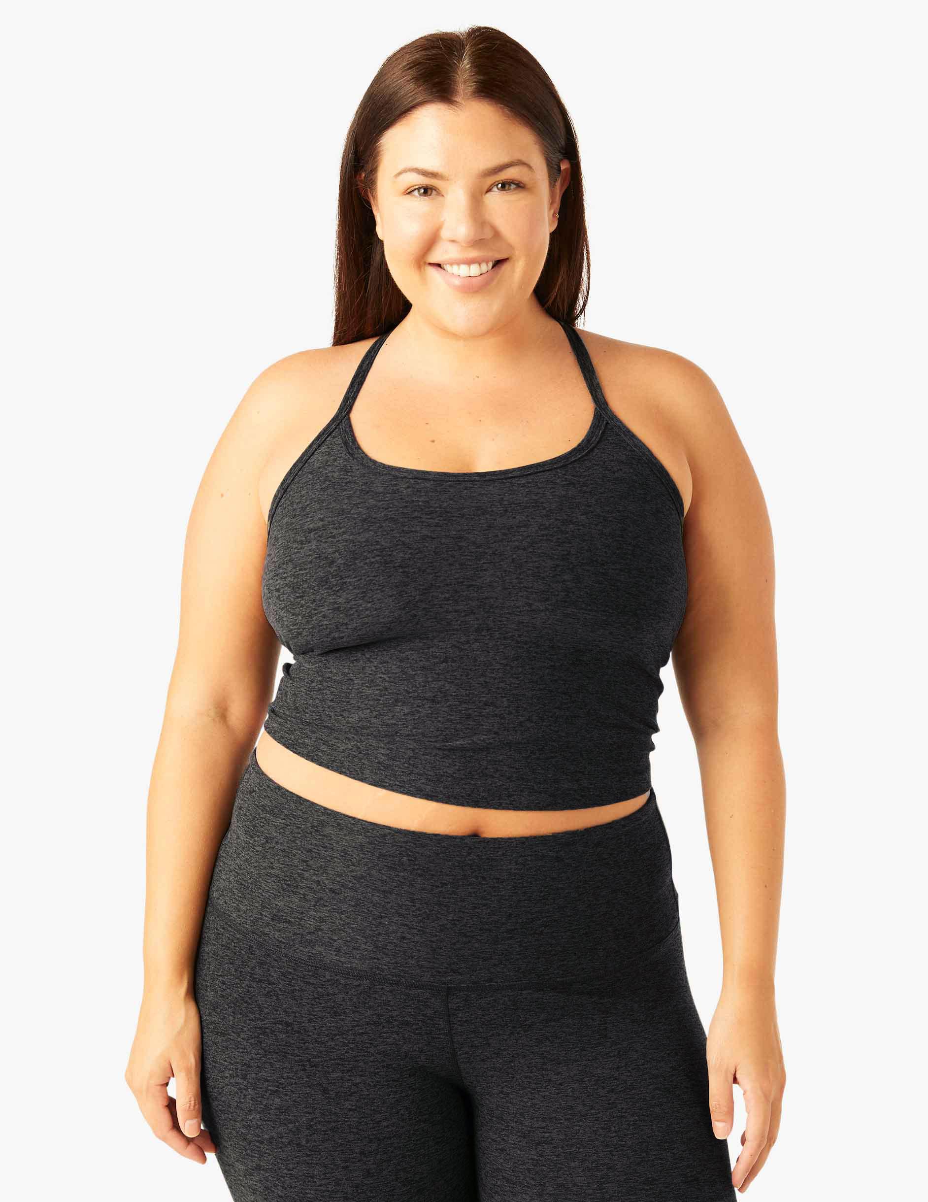 Spacedye™ Slim Racerback Cropped Tank - Black-Charcoal
