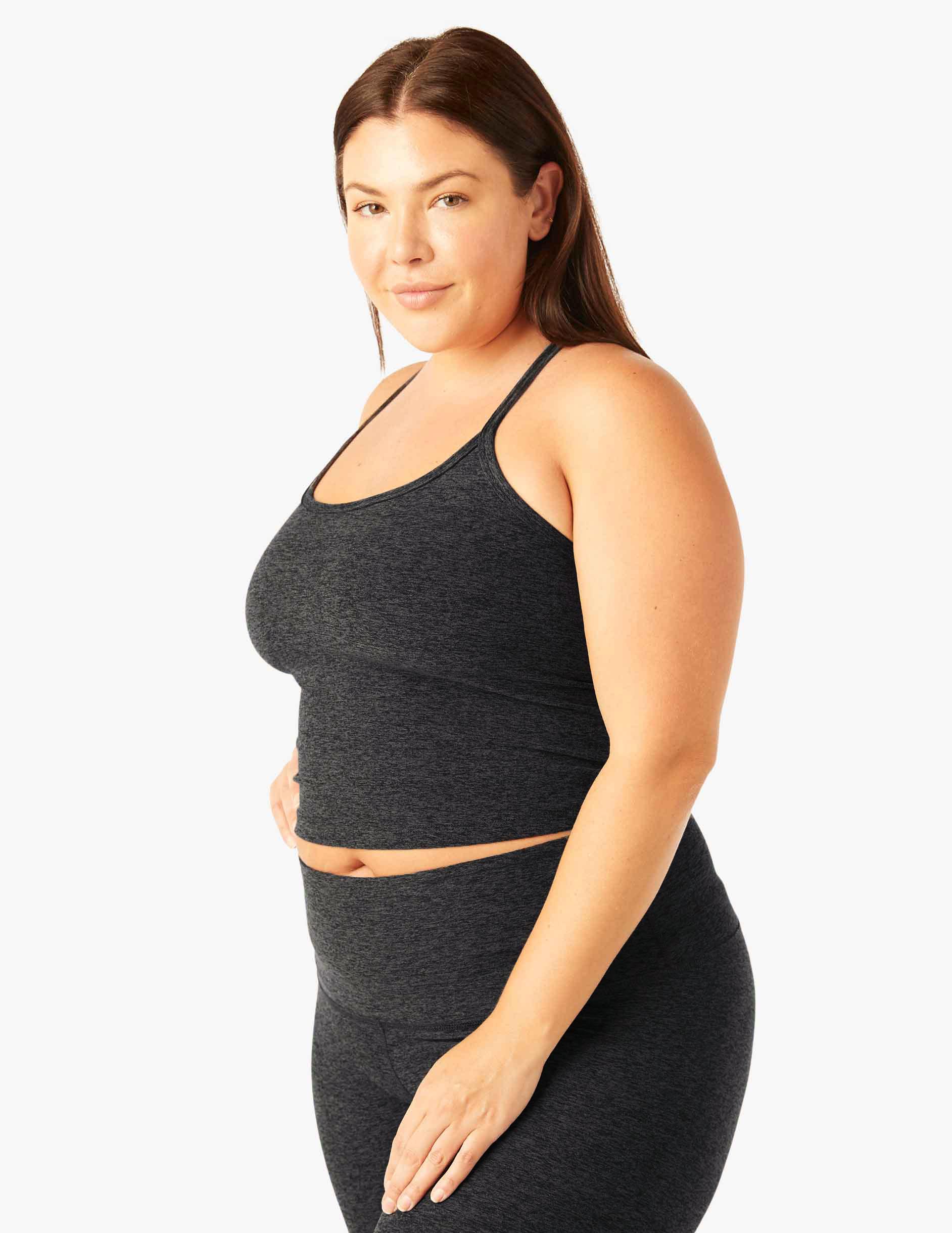 Spacedye™ Slim Racerback Cropped Tank - Black-Charcoal