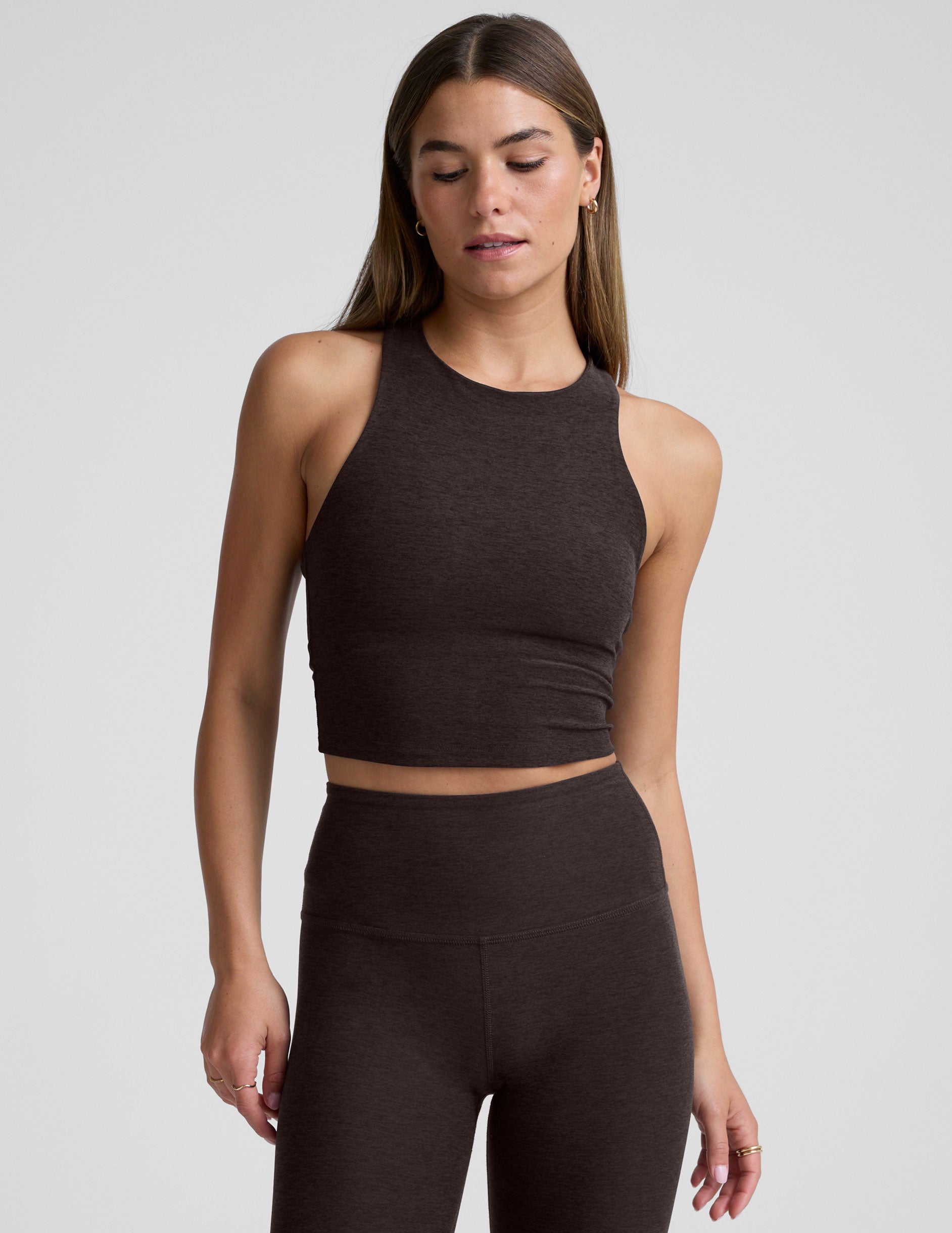 Spacedye™ Refocus Cropped Tank - Dark Chocolate Heather