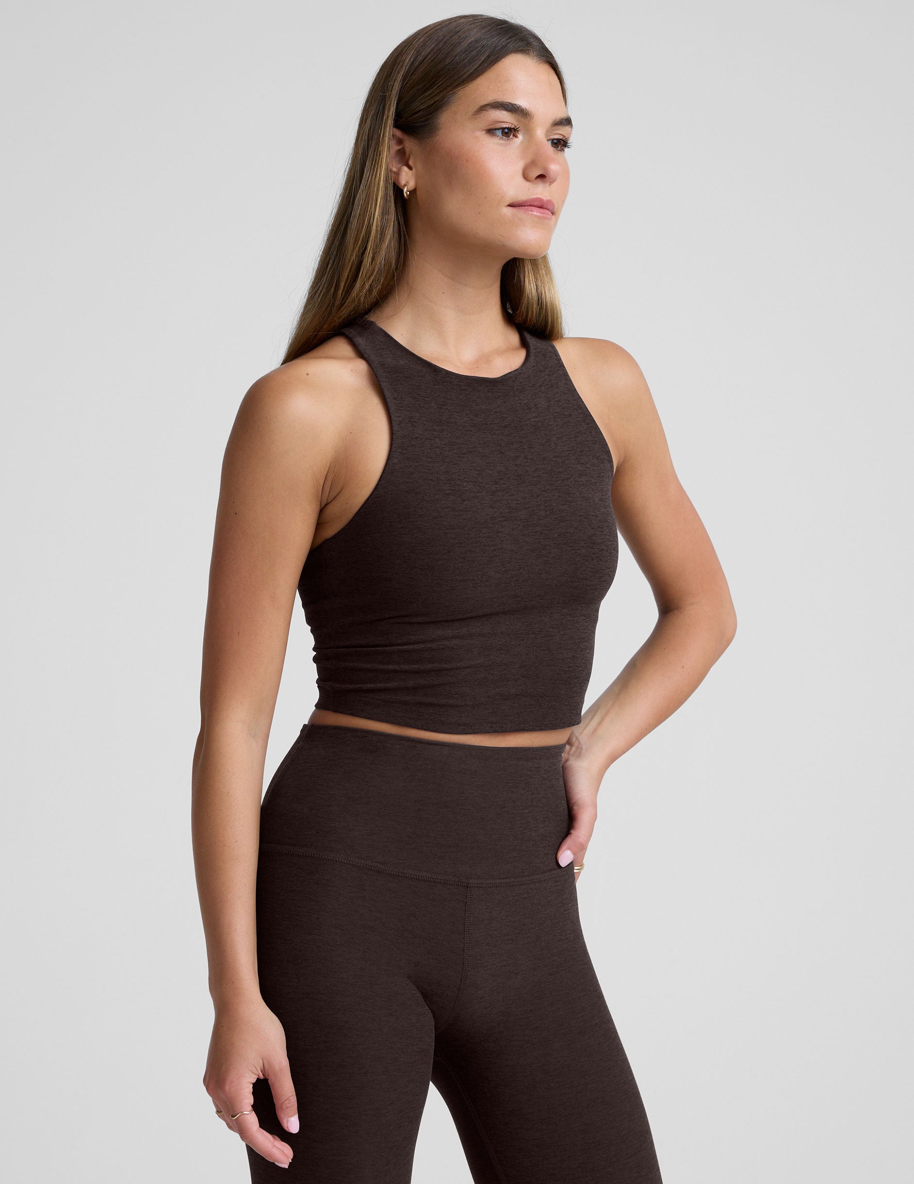 Spacedye™ Refocus Cropped Tank - Dark Chocolate Heather