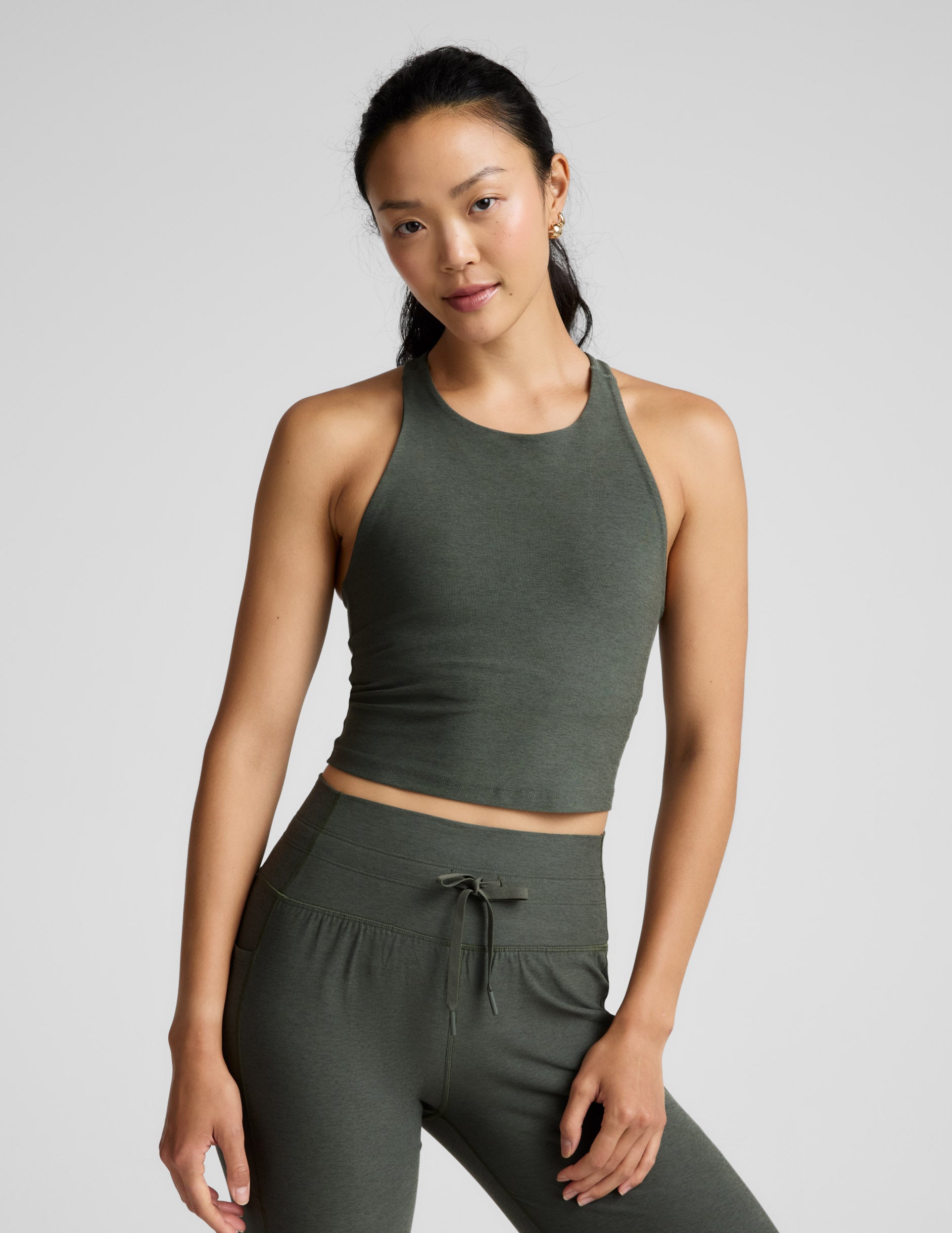 Spacedye™ Refocus Cropped Tank - Dusty Forest Heather