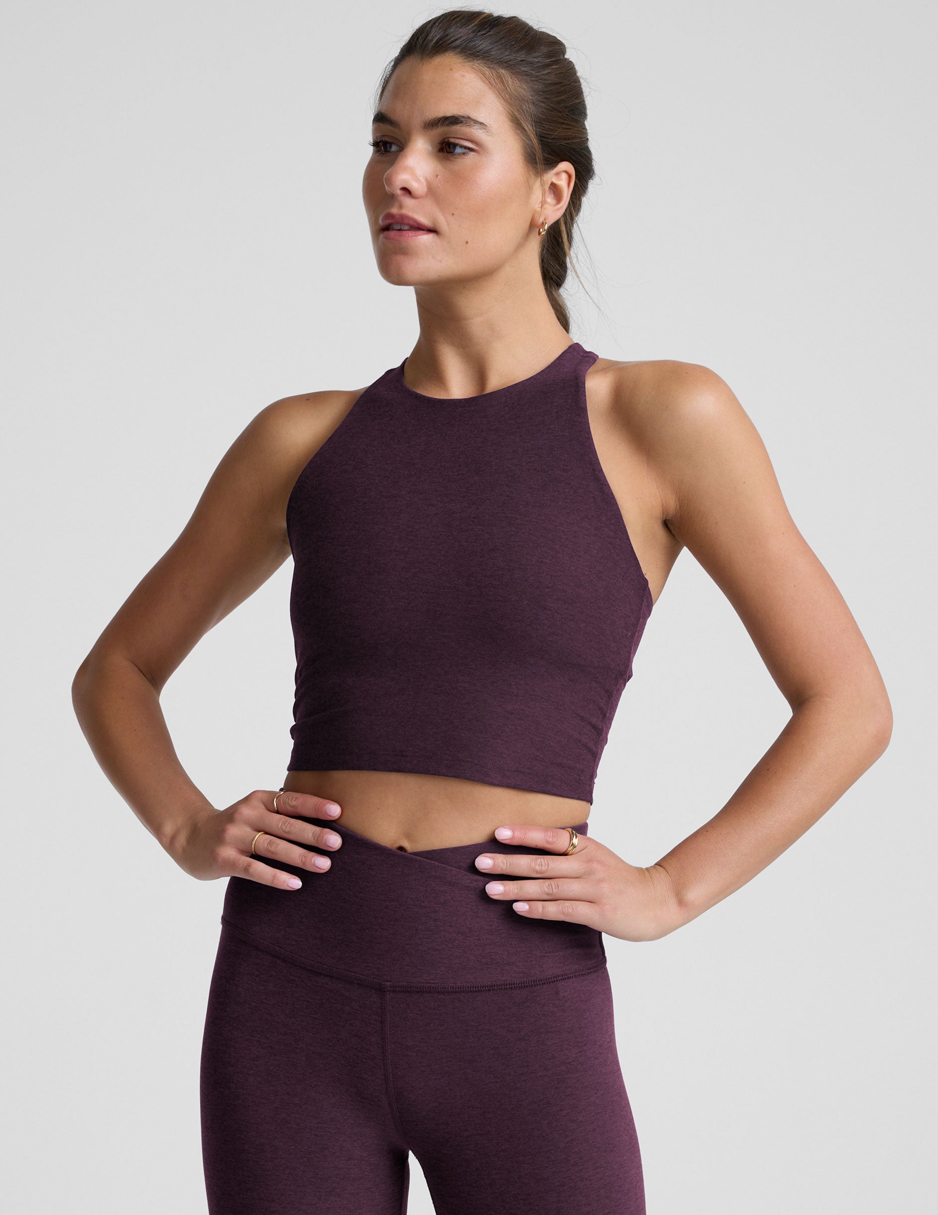 Spacedye™ Refocus Cropped Tank - Eggplant Purple Heather