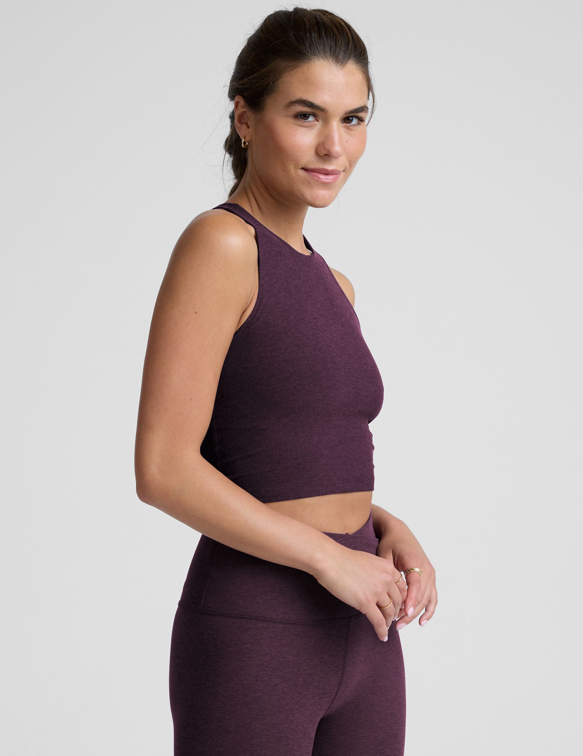 Spacedye™ Refocus Cropped Tank - Eggplant Purple Heather