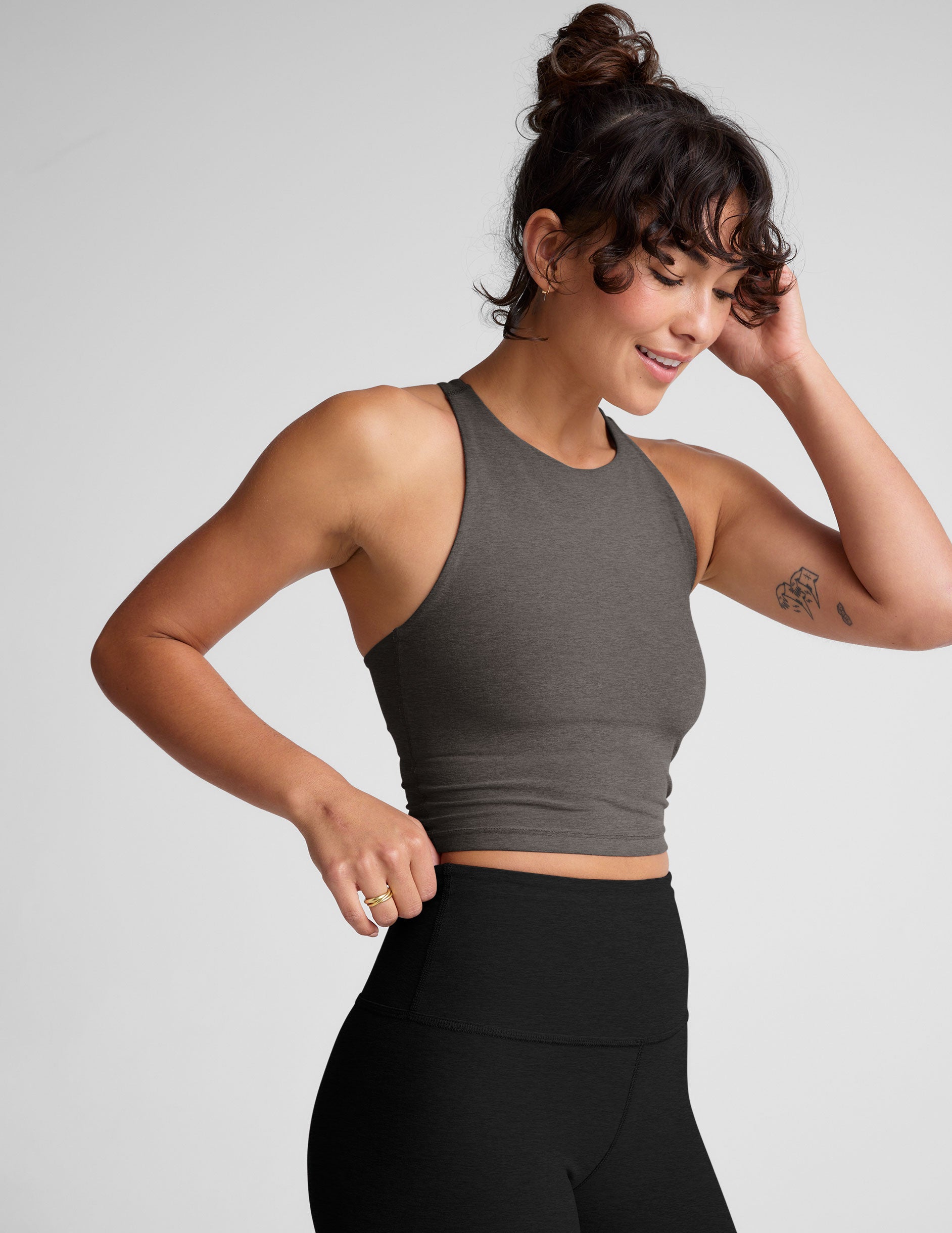 Spacedye™ Refocus Cropped Tank - True Gray Heather