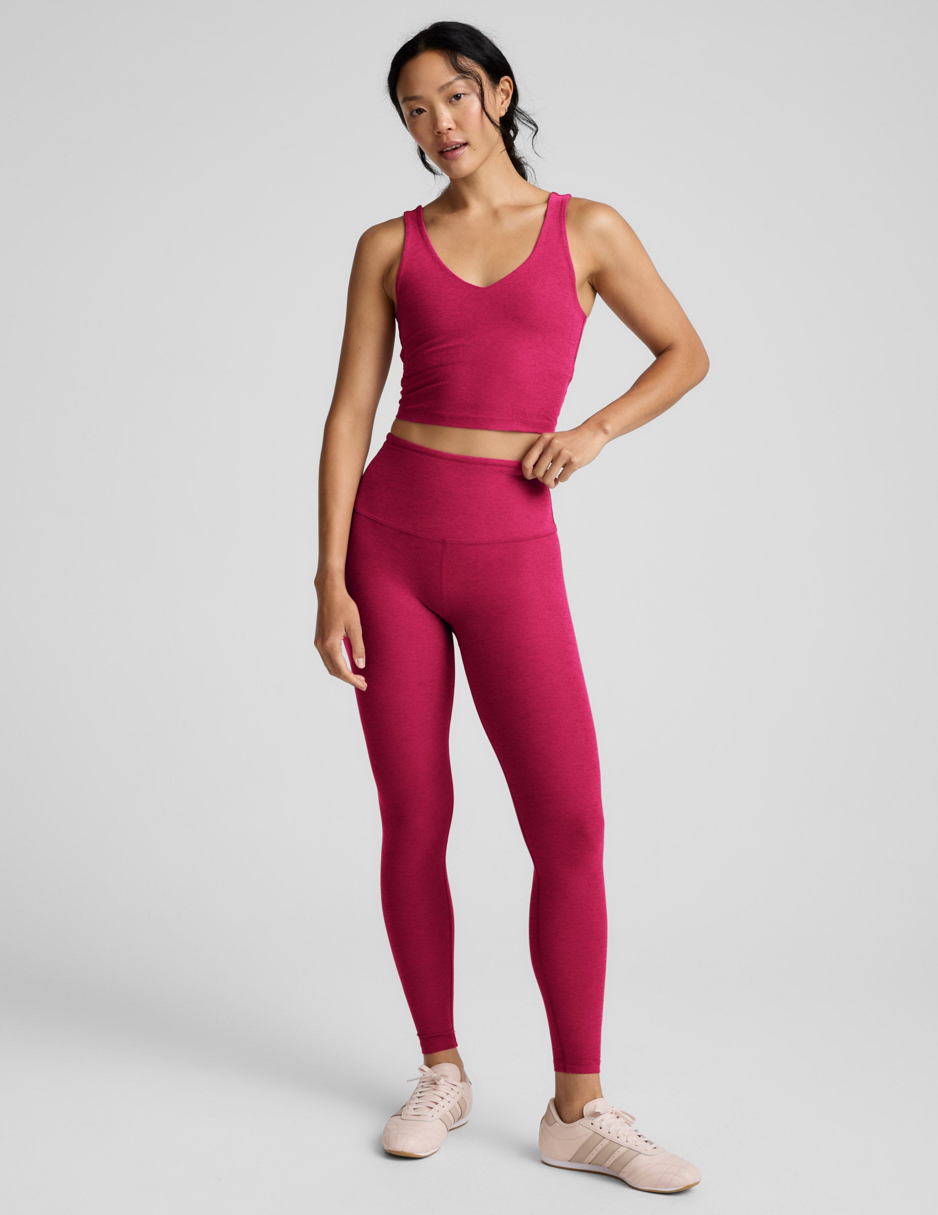 Spacedye™ Good Day Cropped Tank - Berry Red Heather