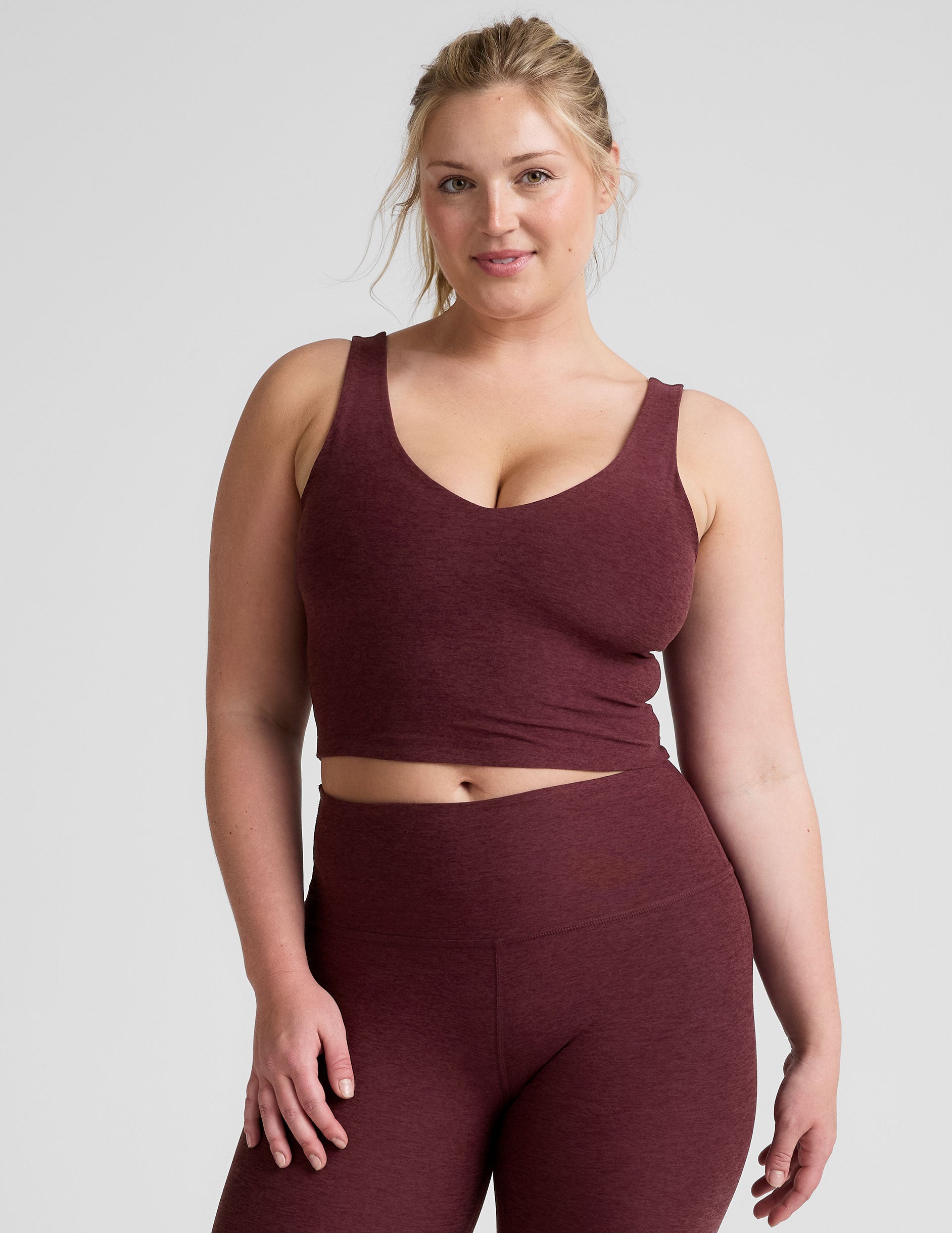Spacedye™ Good Day Cropped Tank - Midnight Burgundy Heather